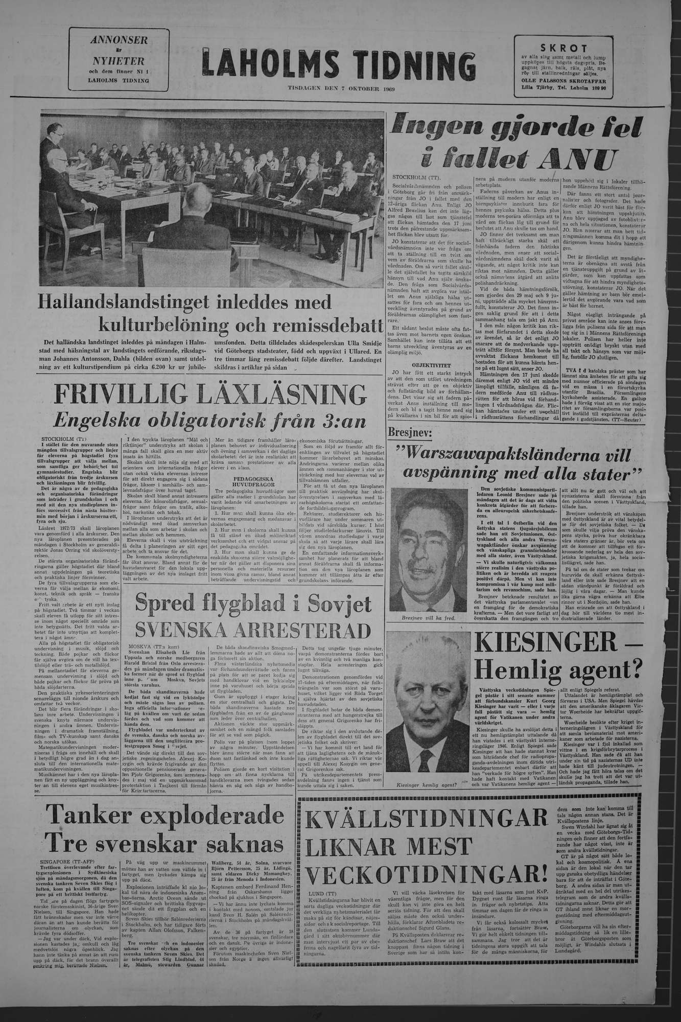 Laholms Tidning Tisdag 7 oktober 1969, sida 8