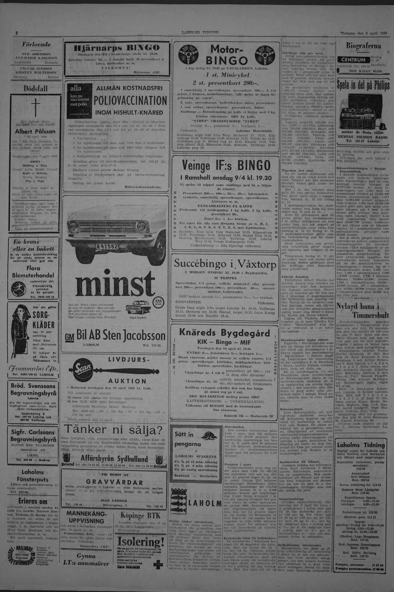 Laholms Tidning Tisdag 8 april 1969, sida 2