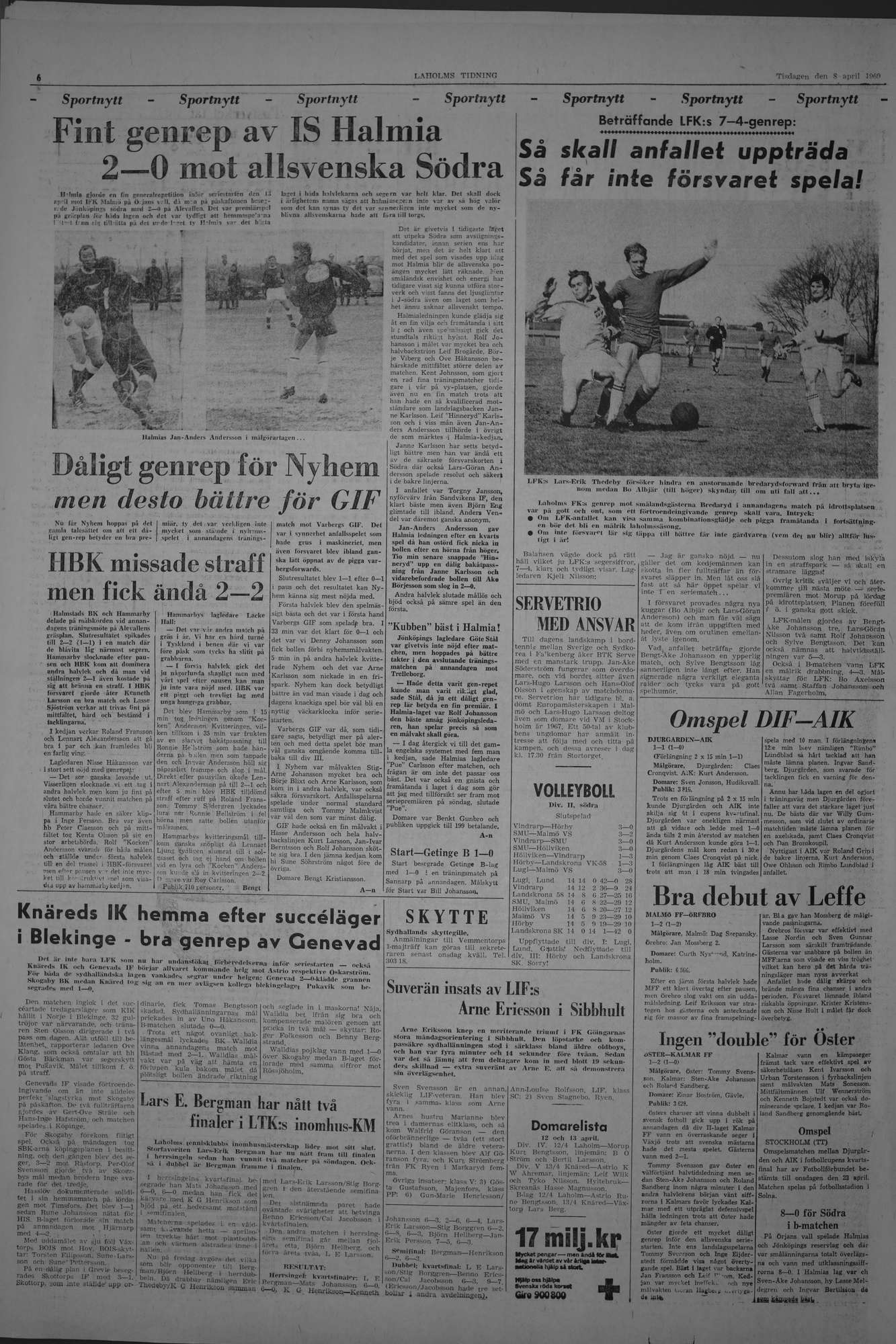 Laholms Tidning Tisdag 8 april 1969, sida 6