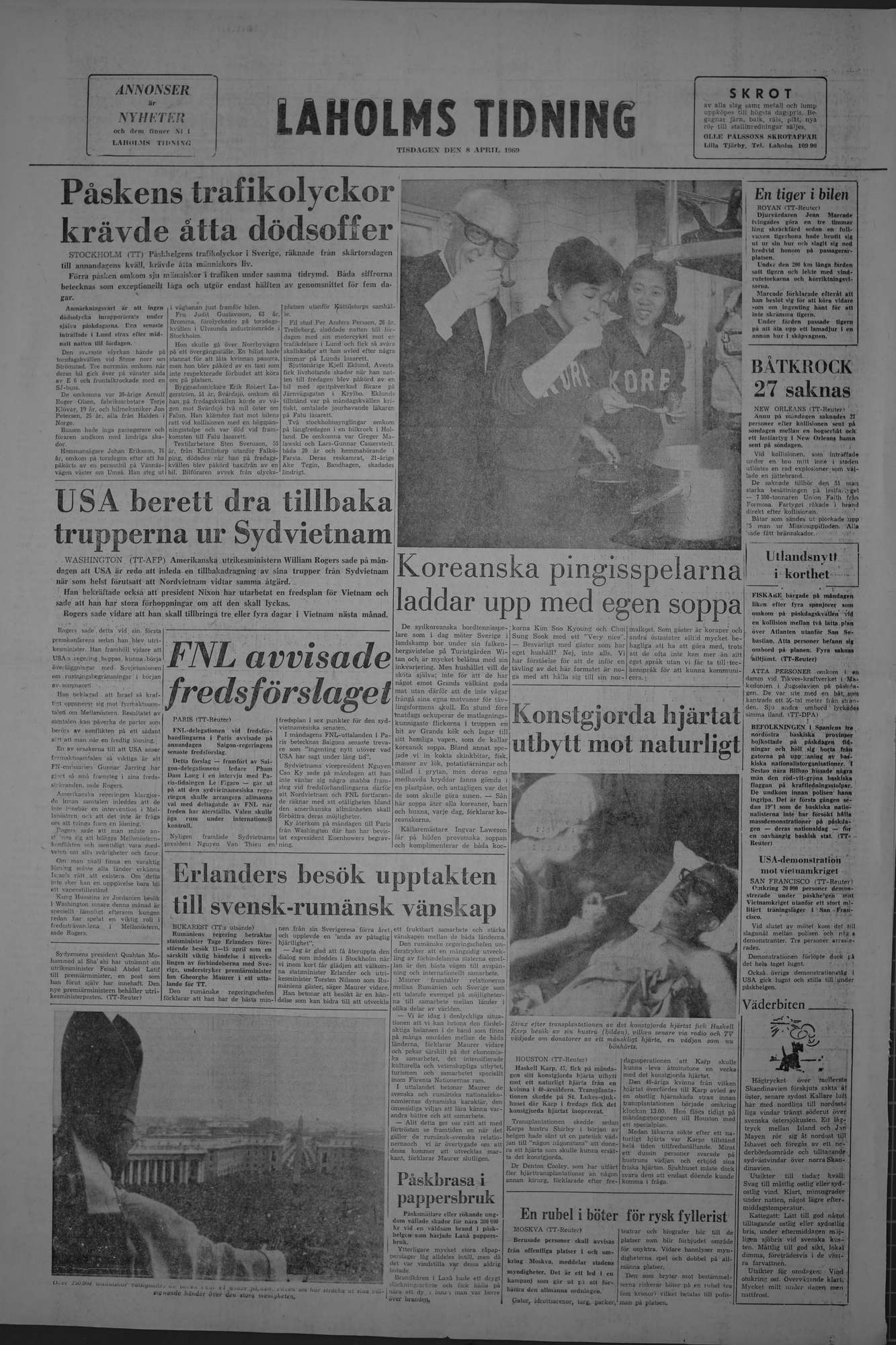 Laholms Tidning Tisdag 8 april 1969, sida 8