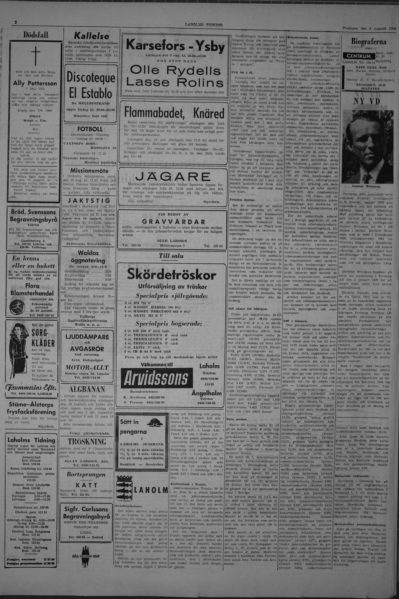 Laholms Tidning Fredag 8 augusti 1969, sida 2