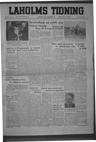 Förstasidan, Lördag 17 september 1949