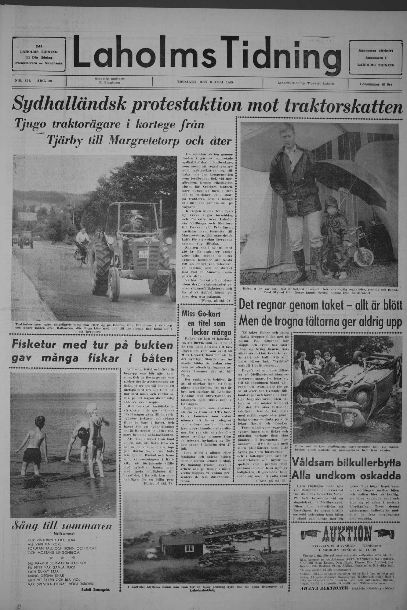Laholms Tidning Tisdag 8 juli 1969, sida 1