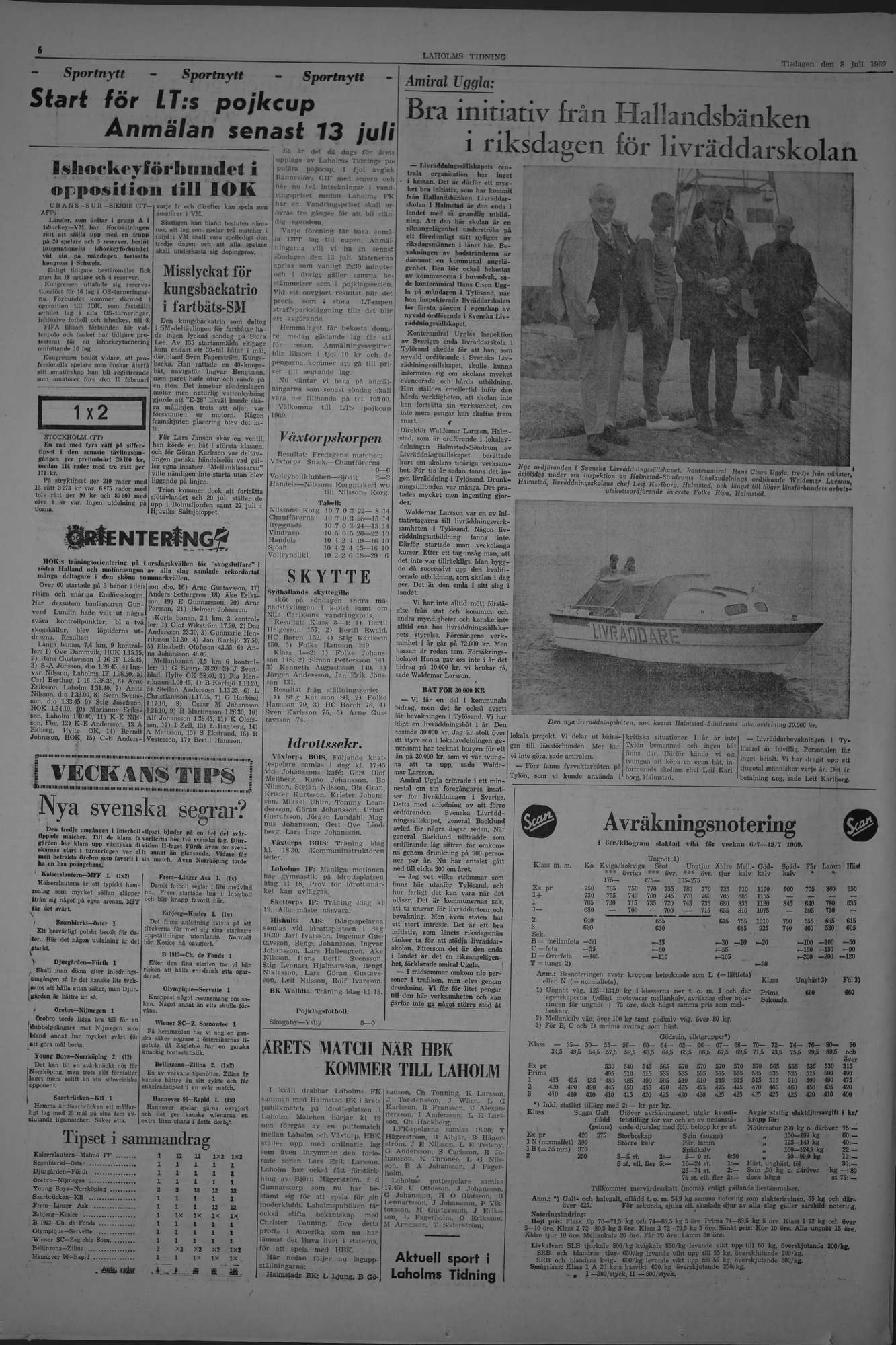 Laholms Tidning Tisdag 8 juli 1969, sida 6