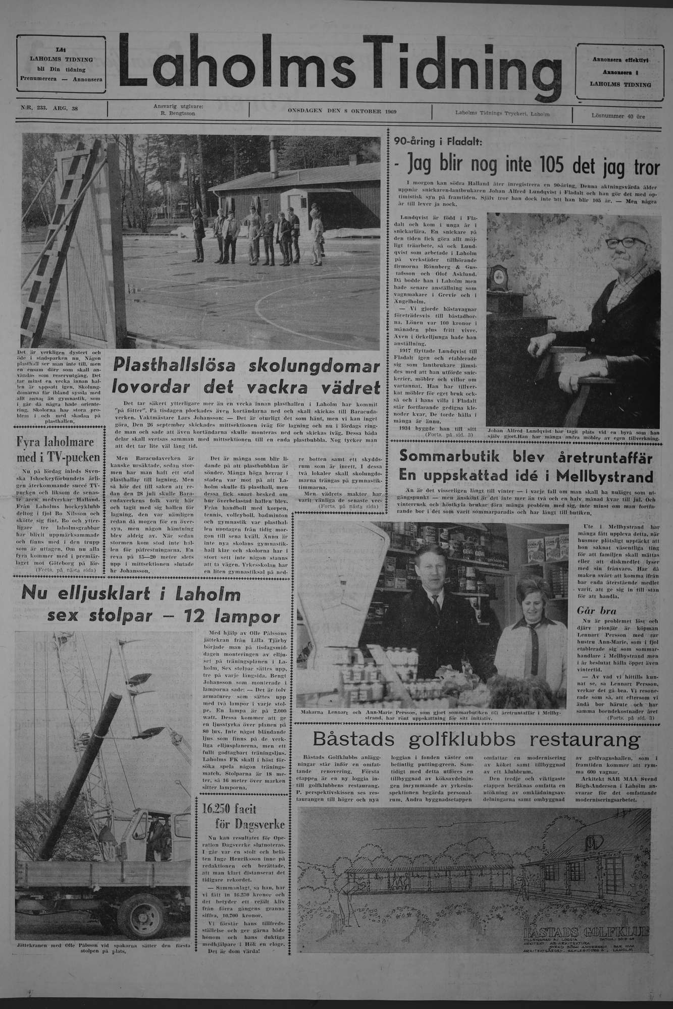 Laholms Tidning Onsdag 8 oktober 1969, sida 1