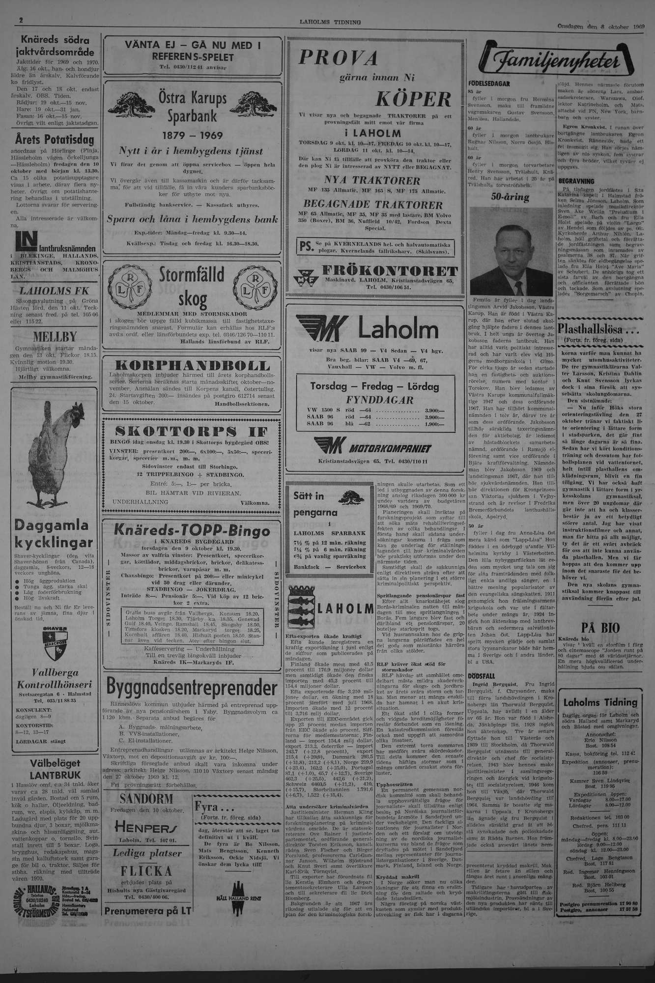 Laholms Tidning Onsdag 8 oktober 1969, sida 2