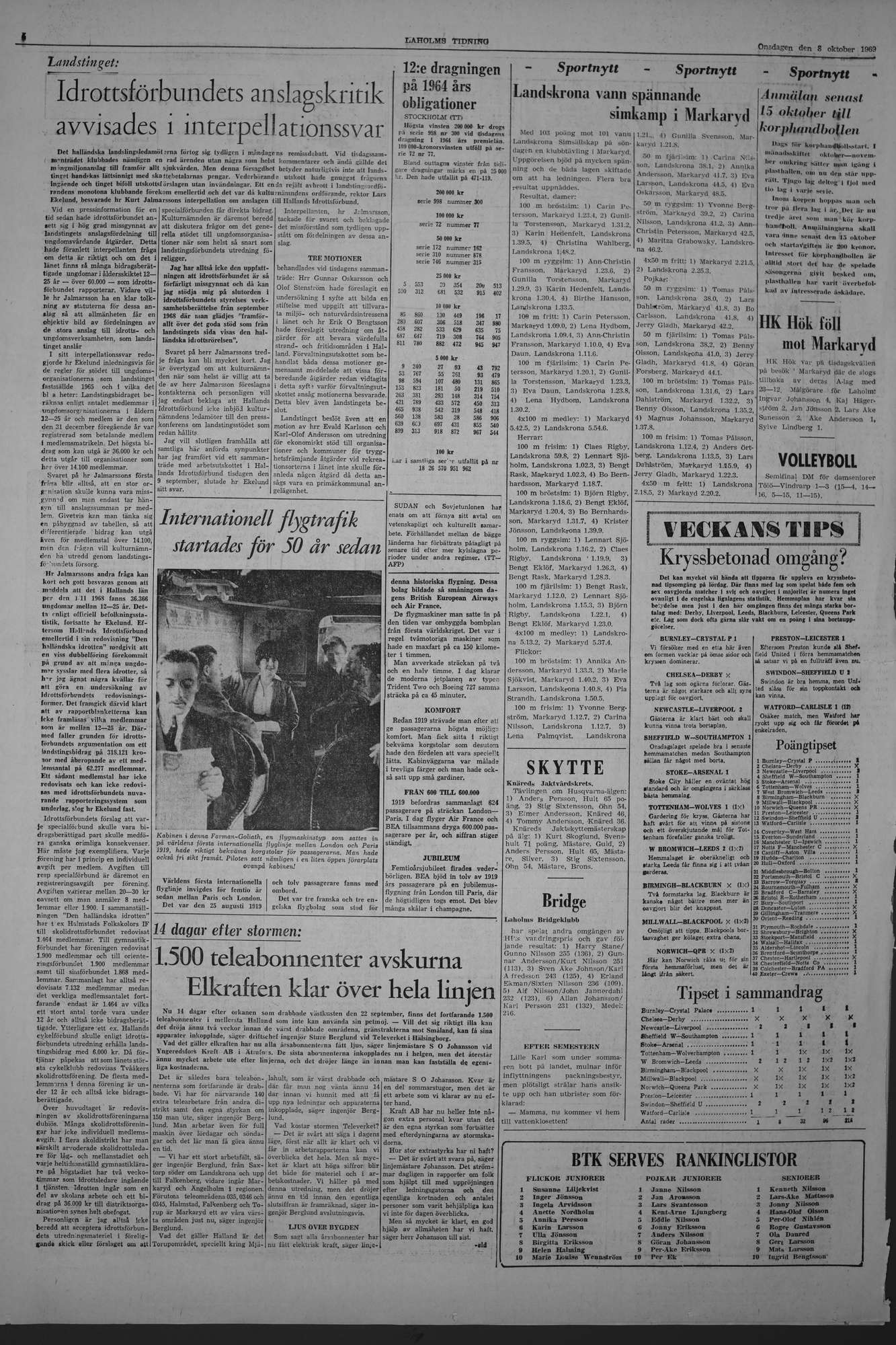 Laholms Tidning Onsdag 8 oktober 1969, sida 6
