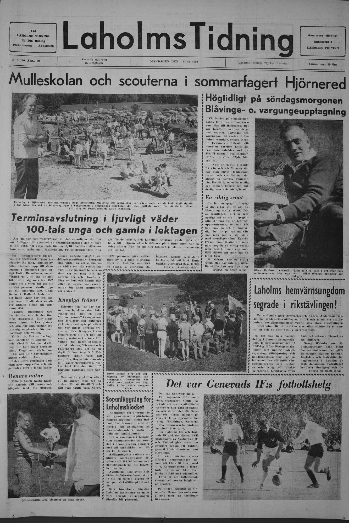 Laholms Tidning Måndag 9 juni 1969, sida 1