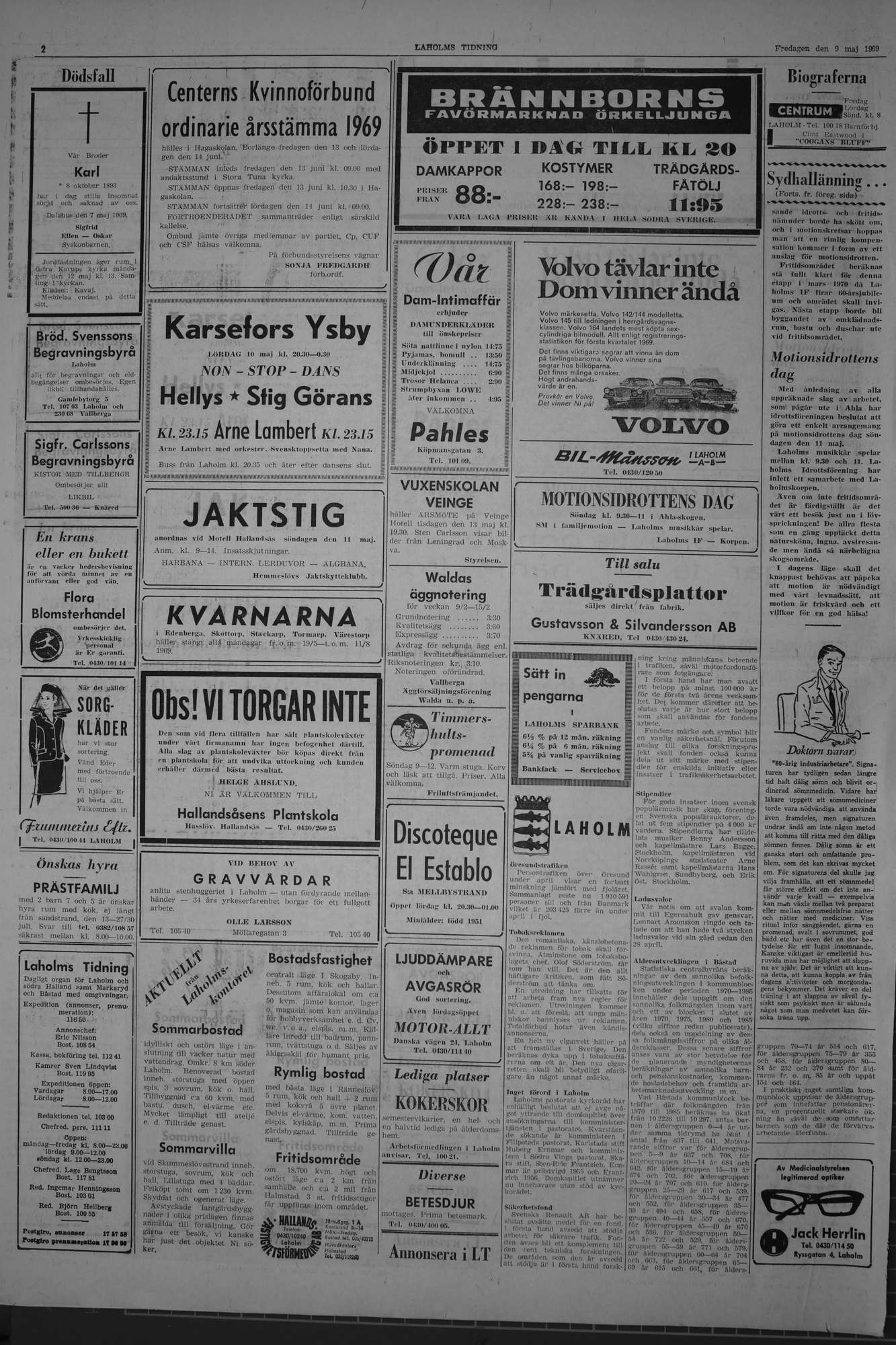 Laholms Tidning Fredag 9 maj 1969, sida 2