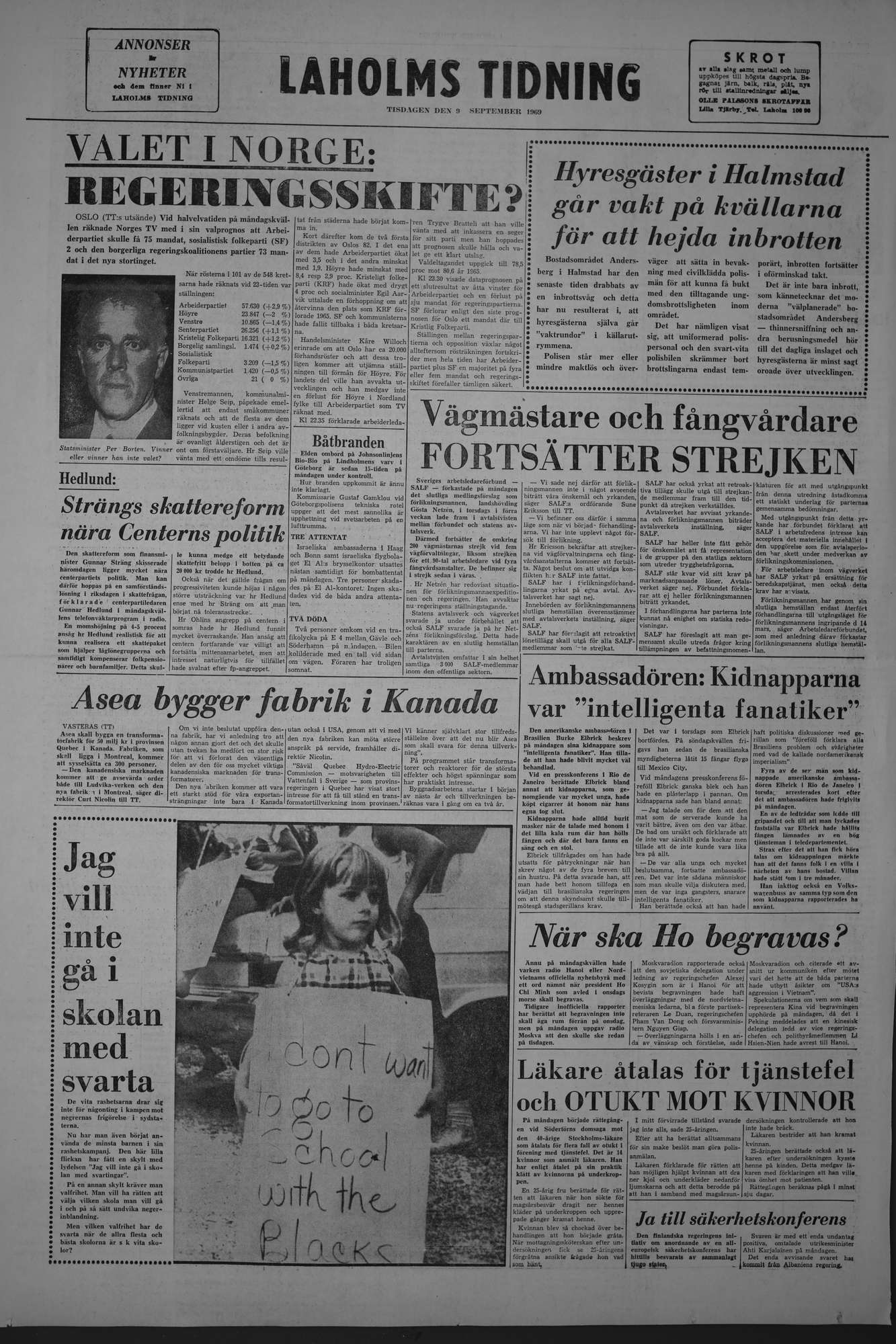 Laholms Tidning Tisdag 9 september 1969, sida 8