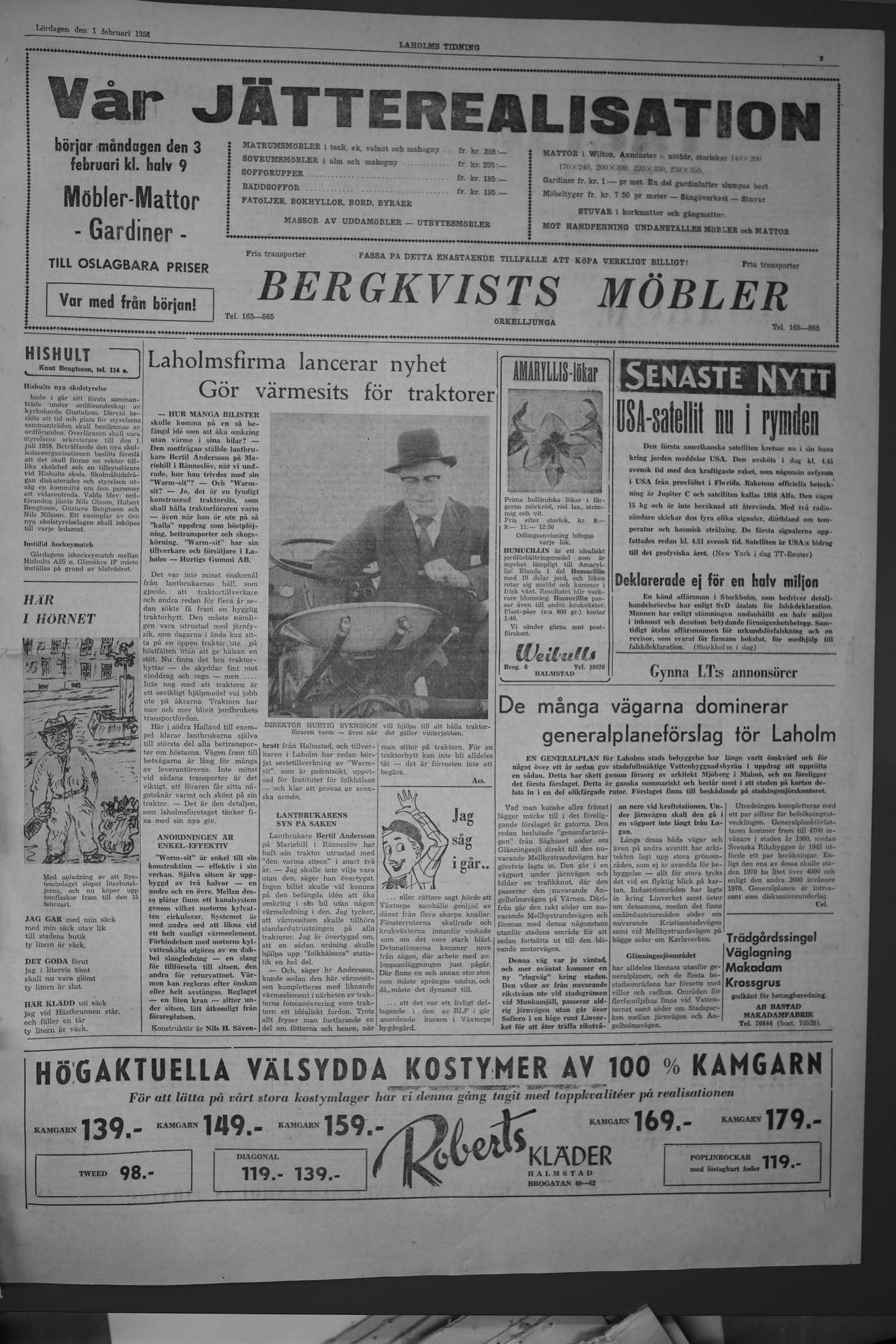 Laholms Tidning Lördag 1 februari 1958, sida 3
