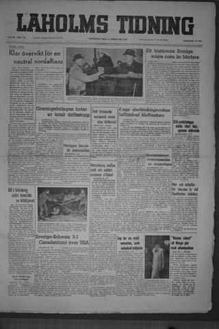 Förstasidan, Fredag 18 februari 1949