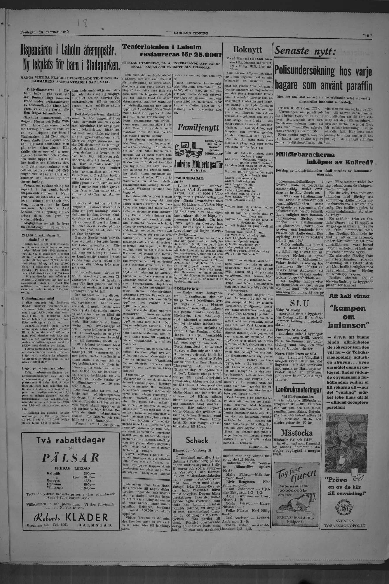 Laholms Tidning Fredag 18 februari 1949, sida 3