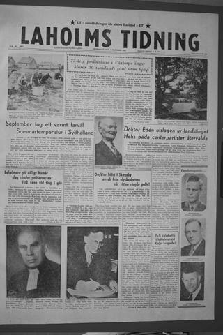 Förstasidan, Onsdag 1 oktober 1958