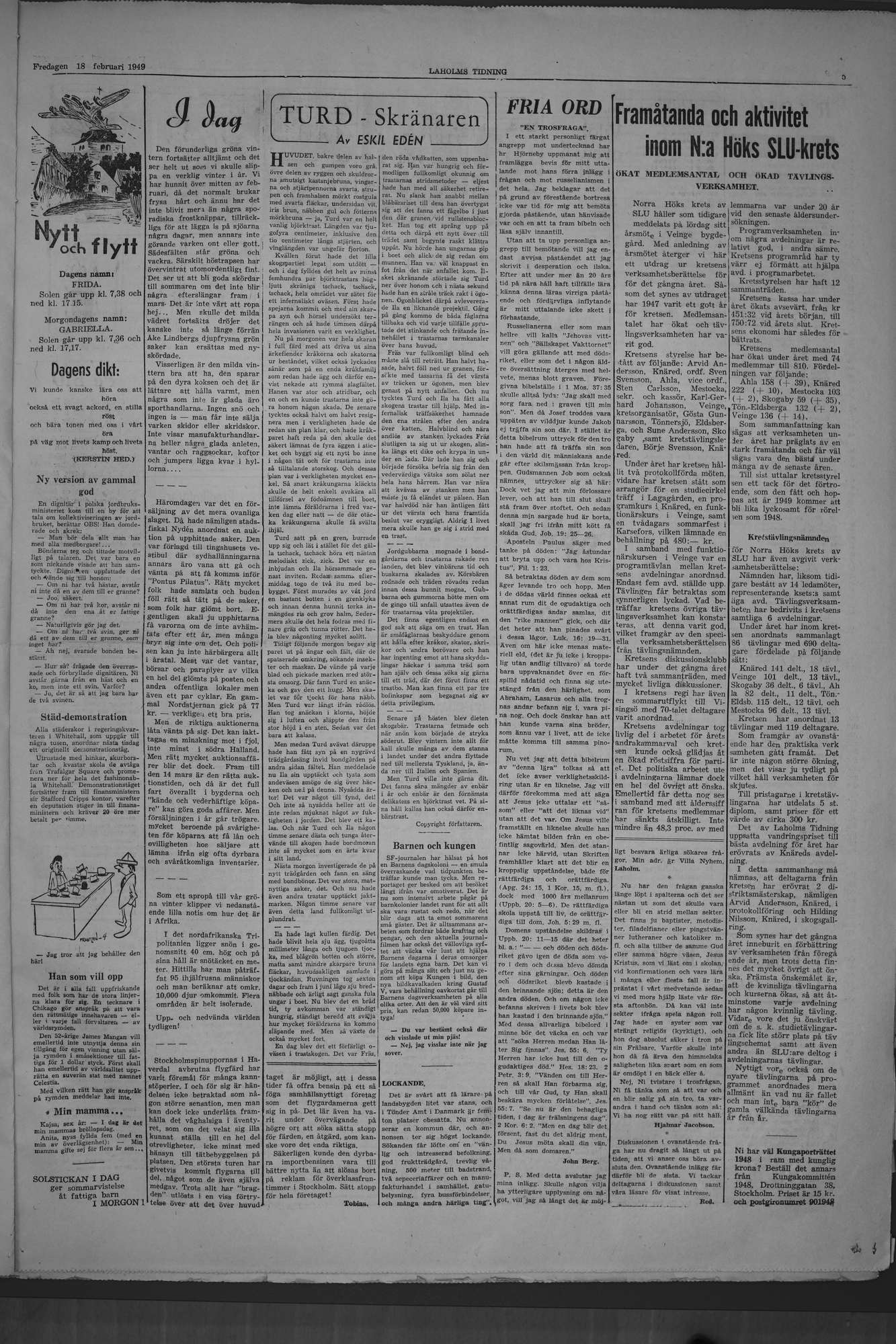 Laholms Tidning Fredag 18 februari 1949, sida 5