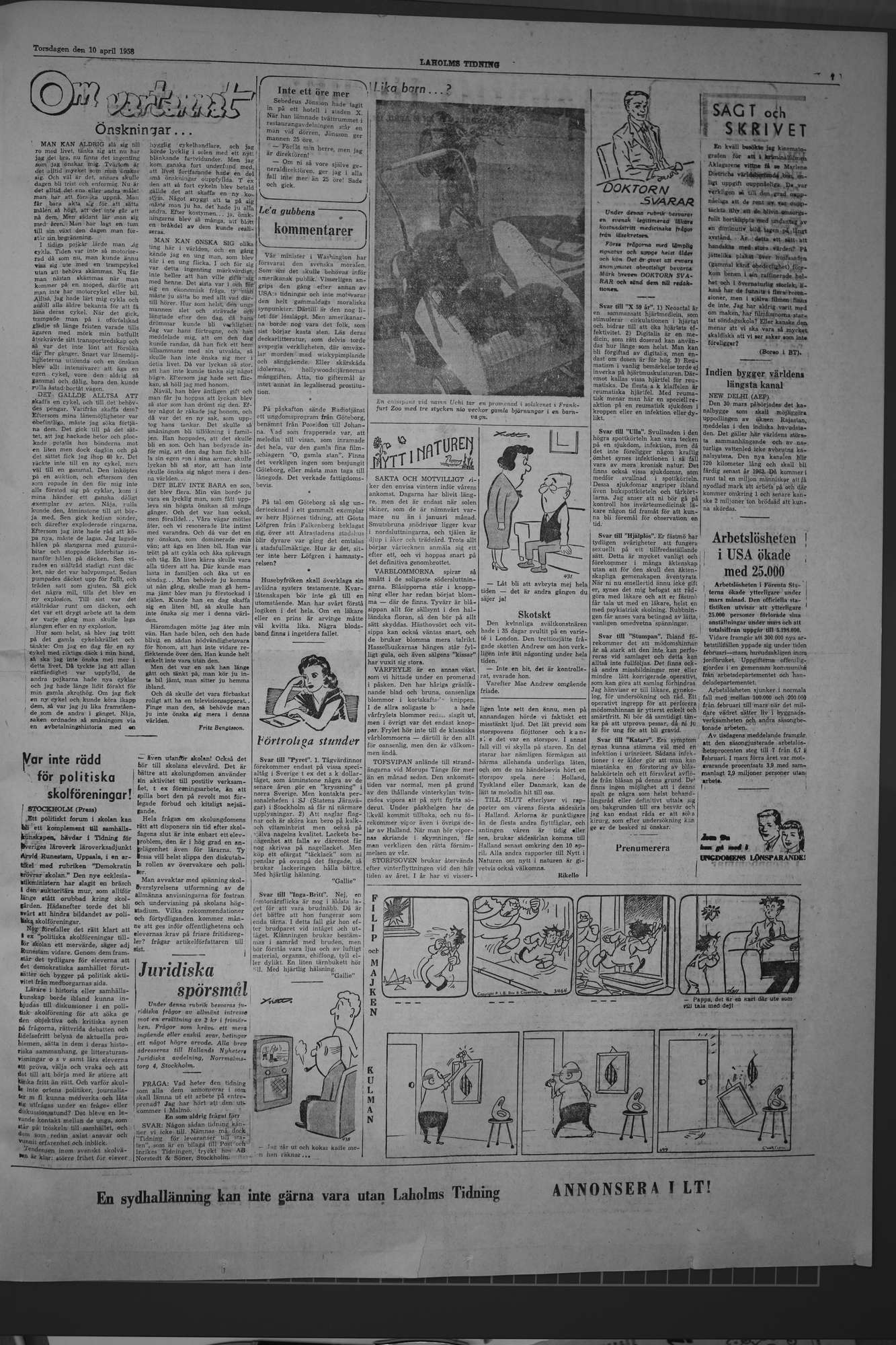 Laholms Tidning Torsdag 10 april 1958, sida 7