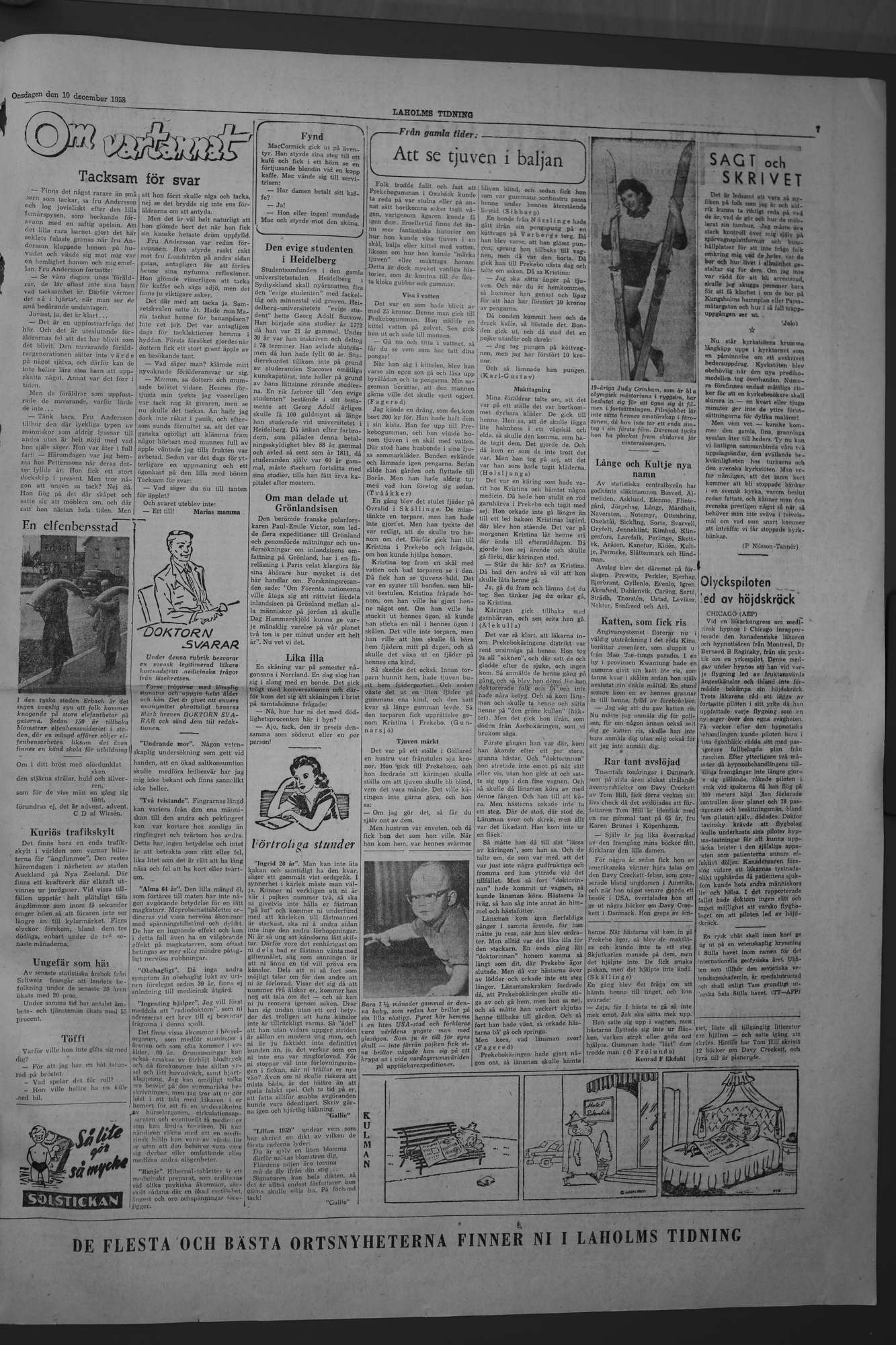 Laholms Tidning Onsdag 10 december 1958, sida 7
