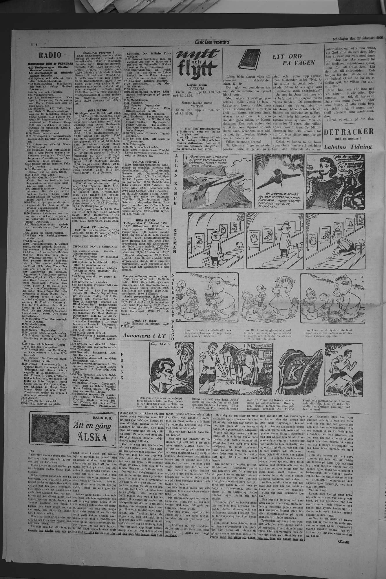 Laholms Tidning Måndag 10 februari 1958, sida 6