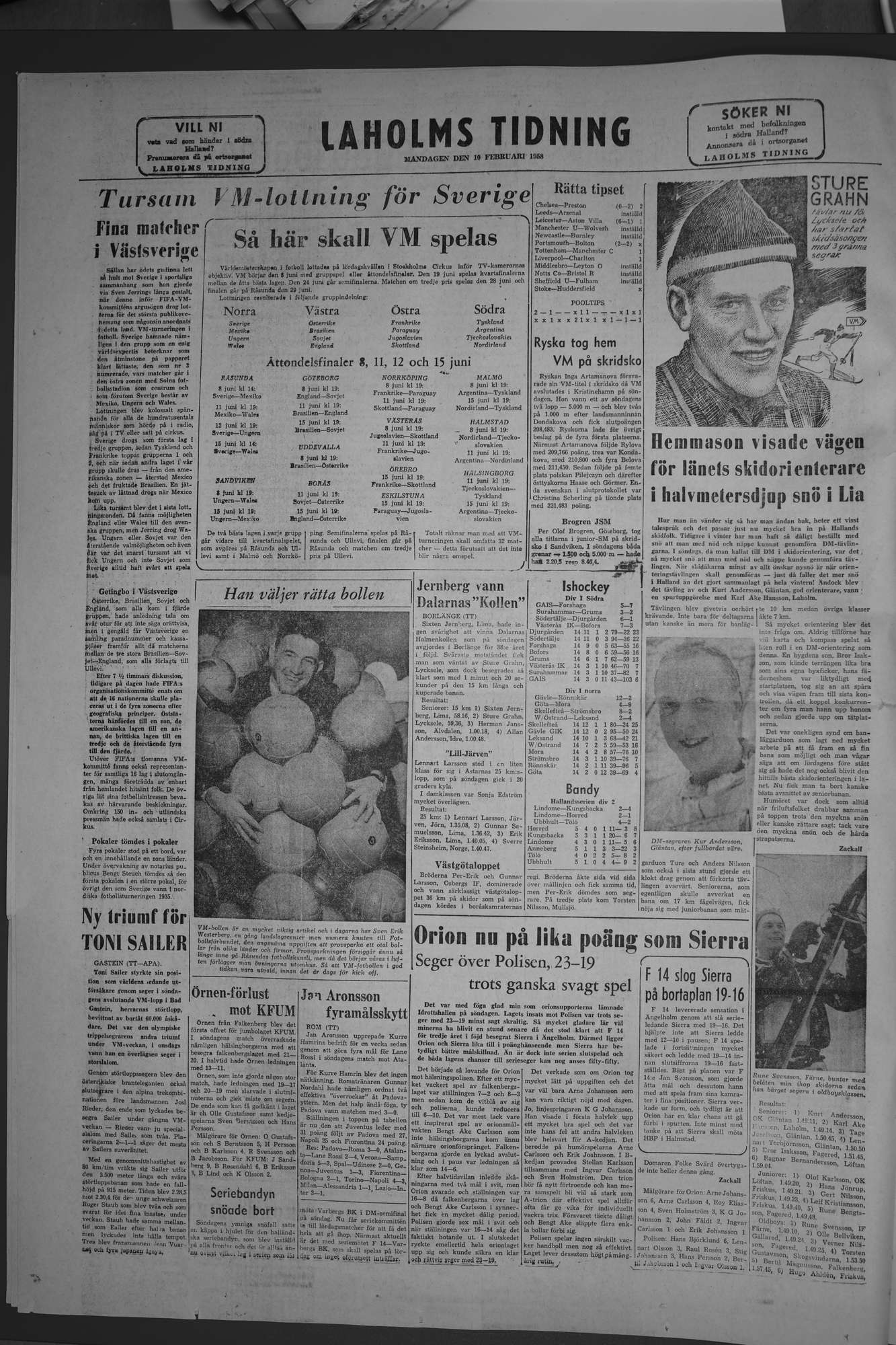 Laholms Tidning Måndag 10 februari 1958, sida 8
