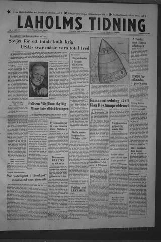 Förstasidan, Fredag 10 januari 1958