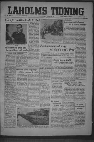Förstasidan, Tisdag 18 januari 1949