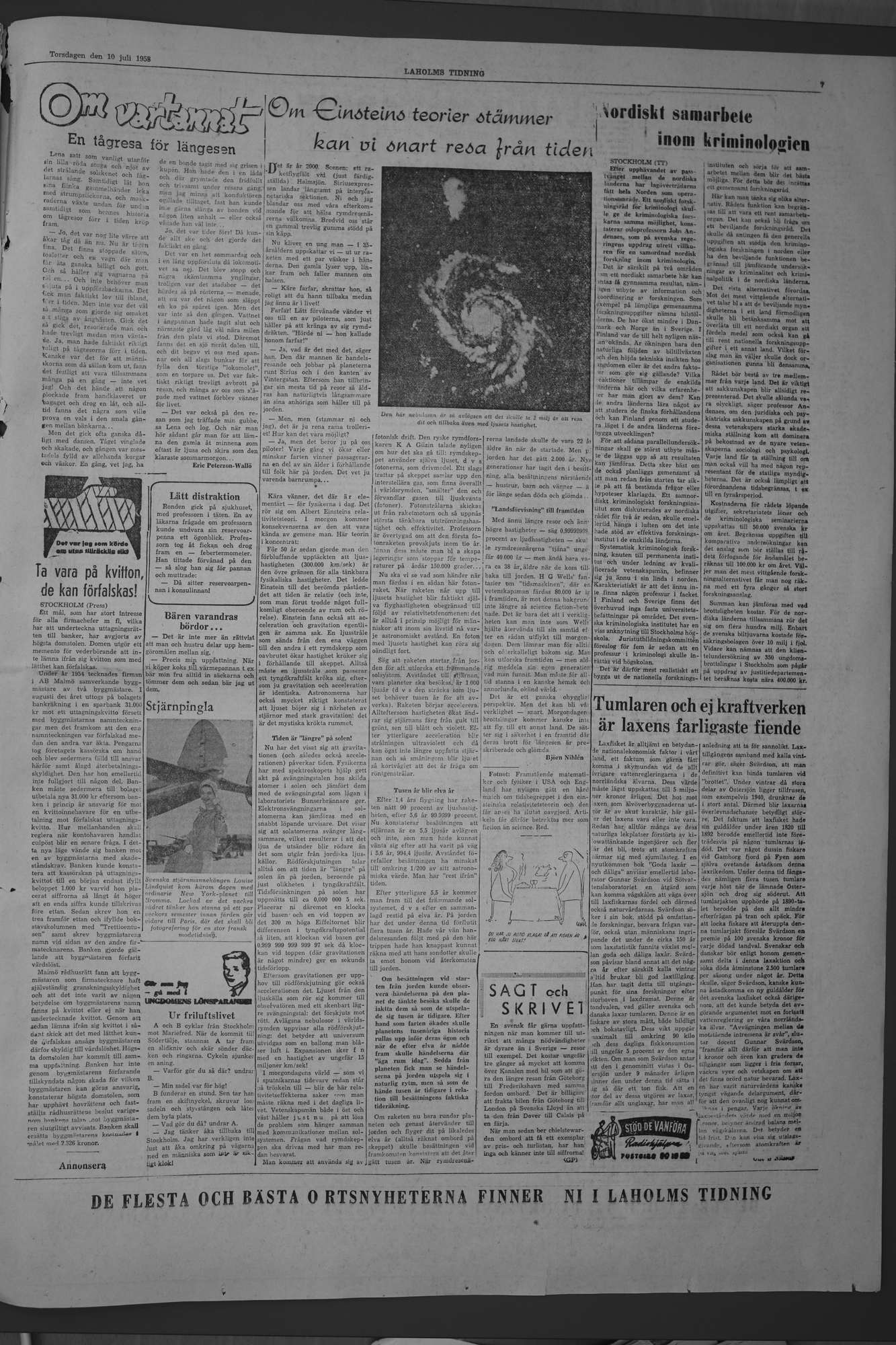 Laholms Tidning Torsdag 10 juli 1958, sida 7