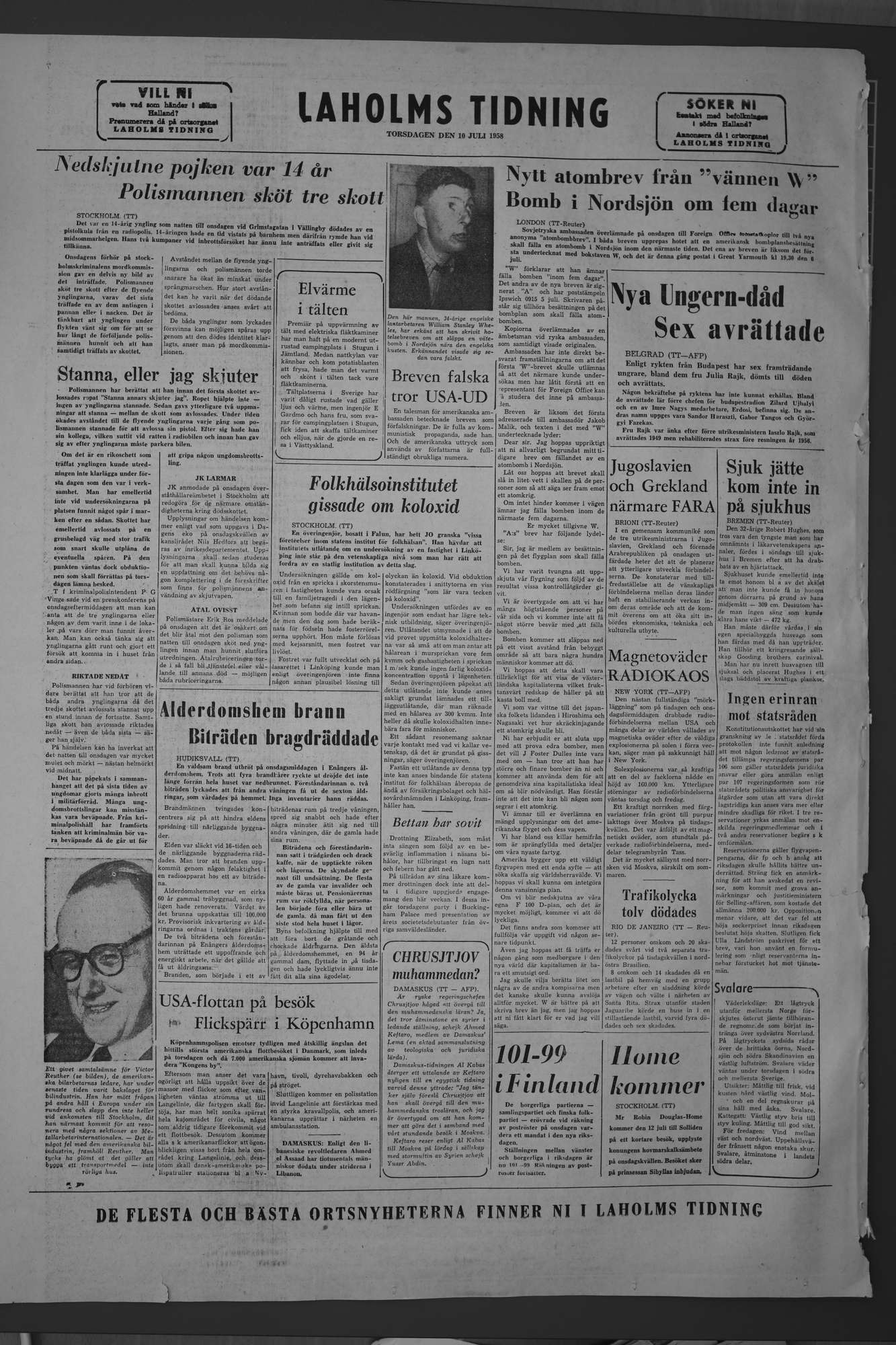 Laholms Tidning Torsdag 10 juli 1958, sida 8