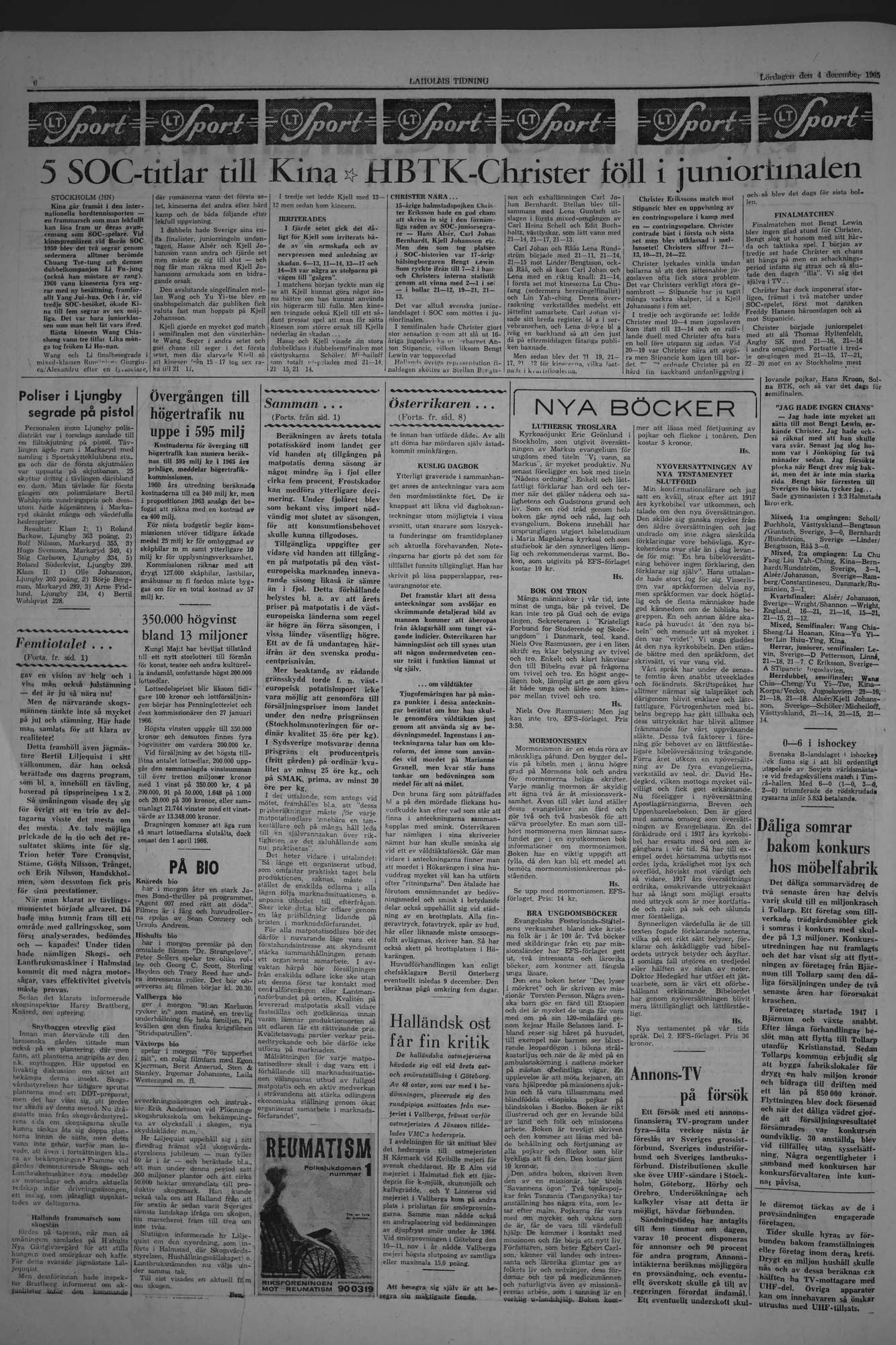 Laholms Tidning Lördag 4 december 1965, sida 6