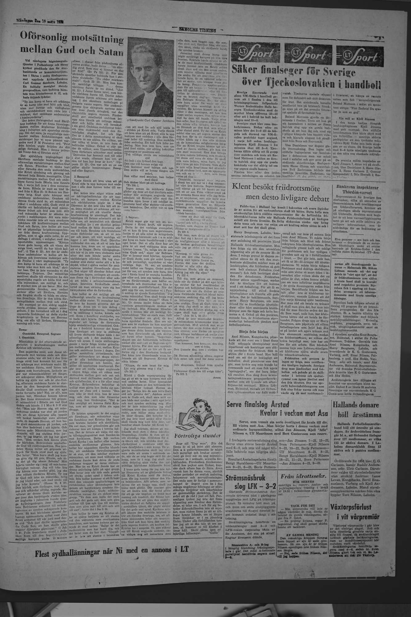 Laholms Tidning Måndag 10 mars 1958, sida 5