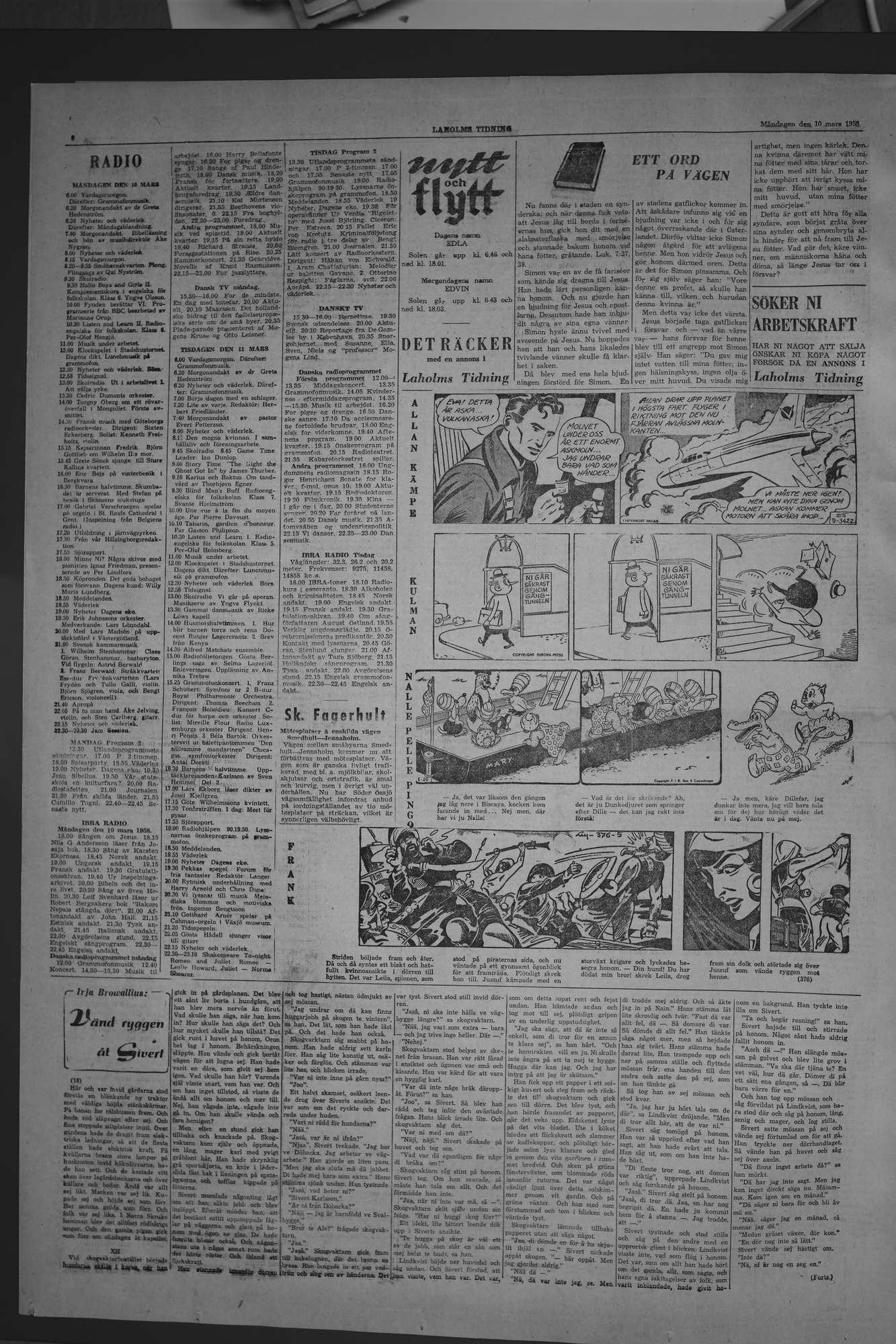 Laholms Tidning Måndag 10 mars 1958, sida 6