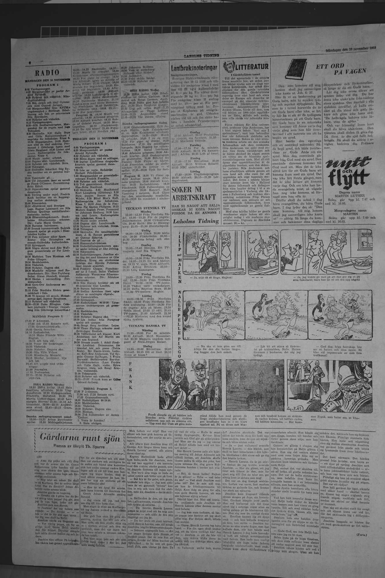 Laholms Tidning Måndag 10 november 1958, sida 6