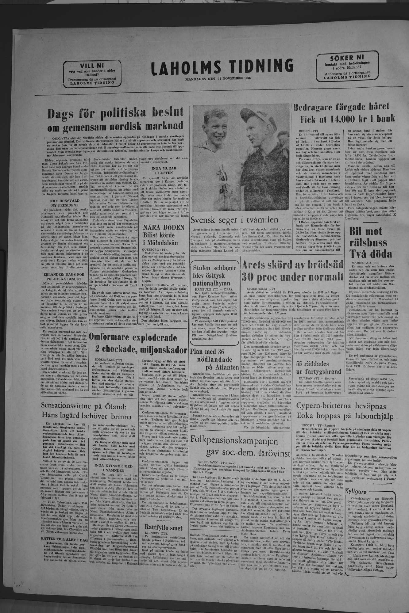 Laholms Tidning Måndag 10 november 1958, sida 8