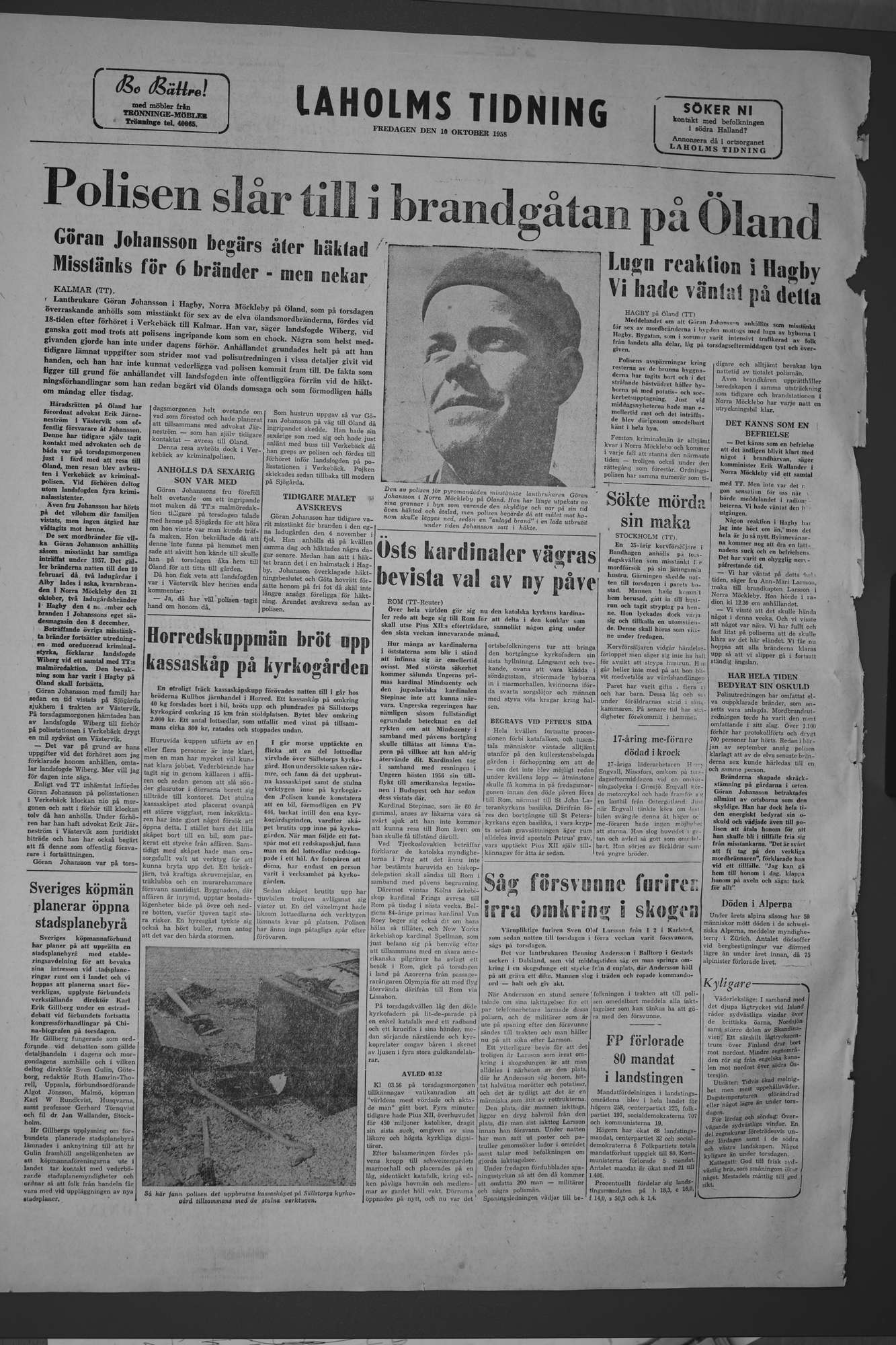 Laholms Tidning Fredag 10 oktober 1958, sida 8