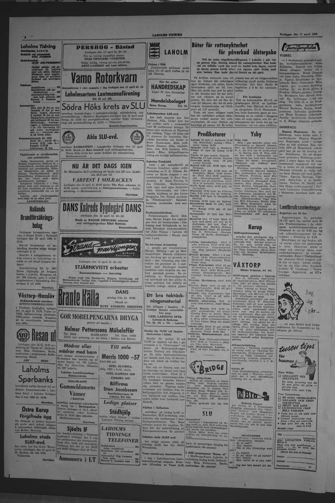 Laholms Tidning Fredag 11 april 1958, sida 2