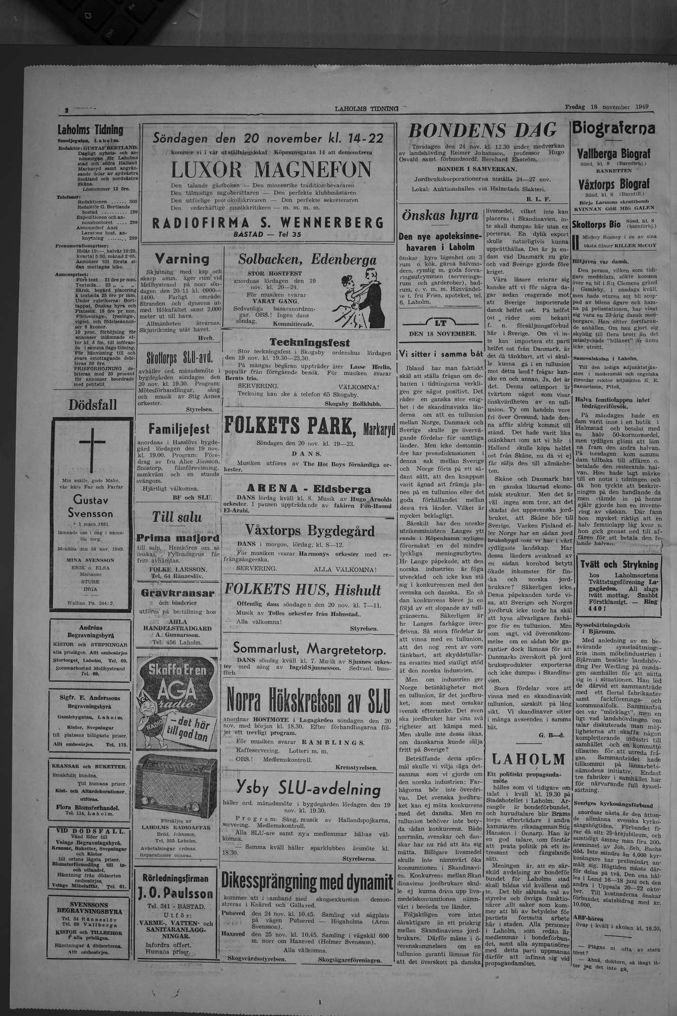 Laholms Tidning Fredag 18 november 1949, sida 2