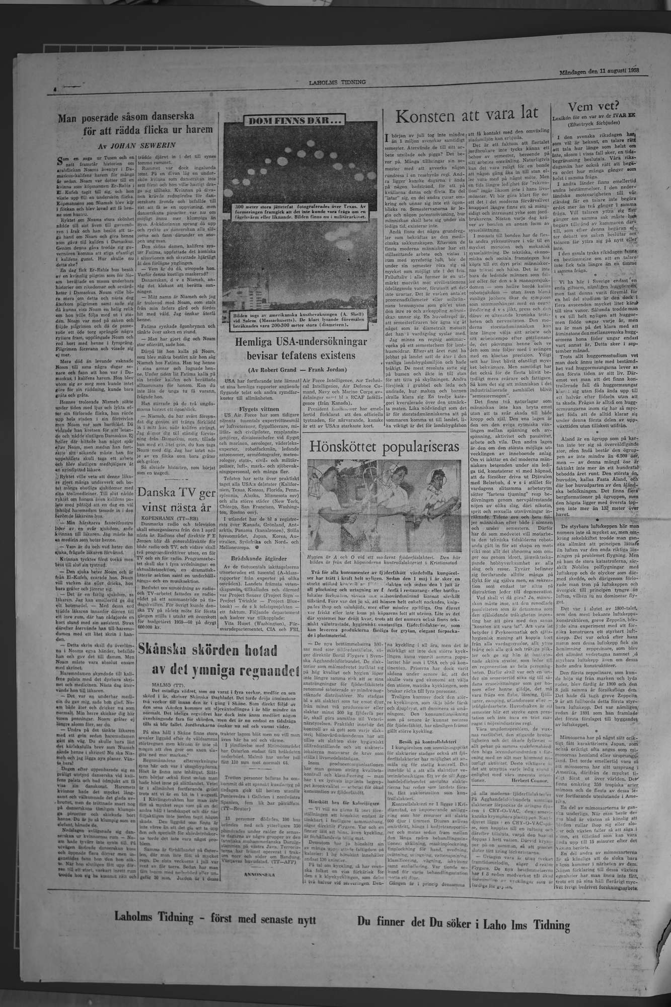 Laholms Tidning Måndag 11 augusti 1958, sida 4