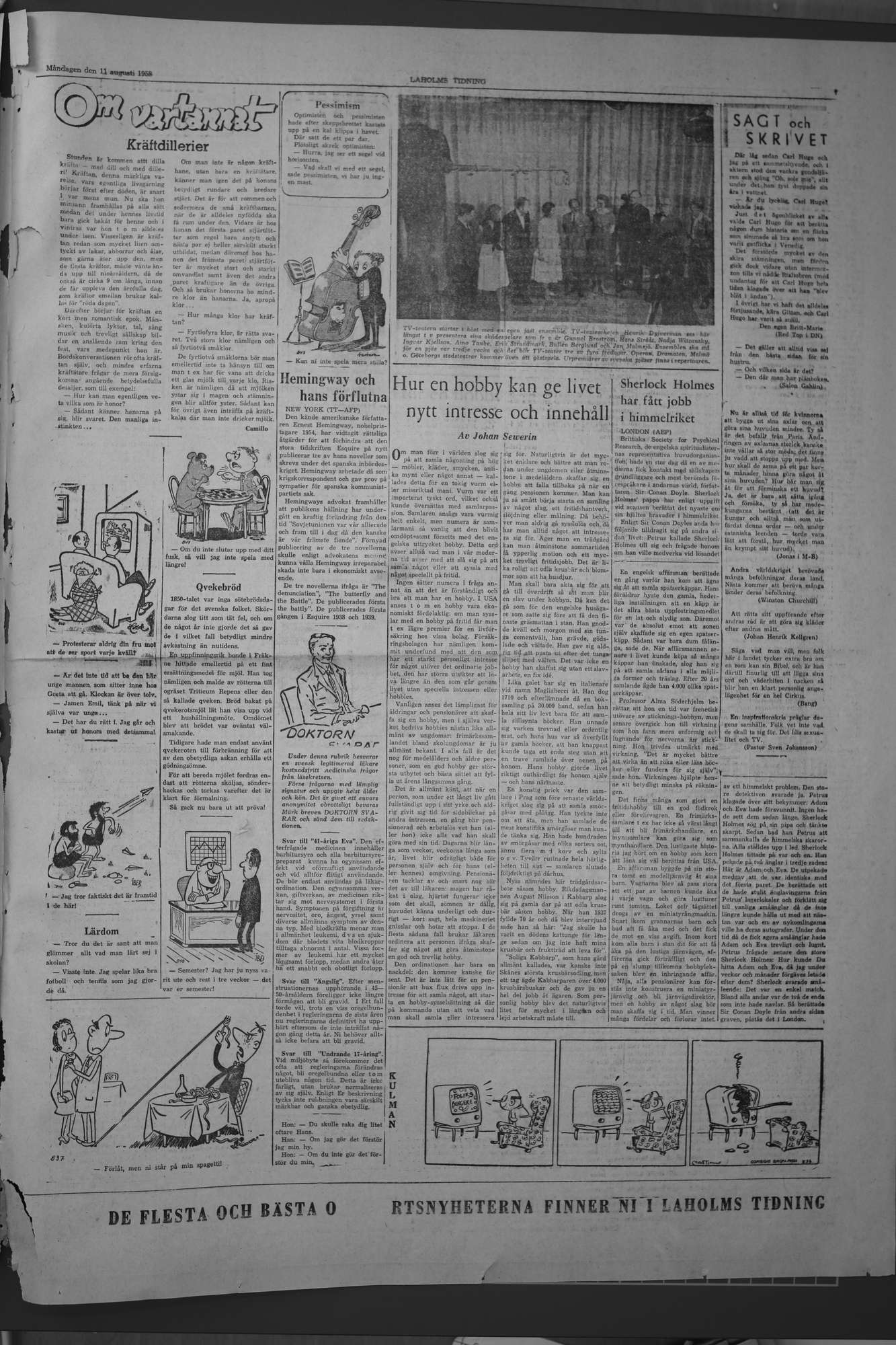 Laholms Tidning Måndag 11 augusti 1958, sida 7