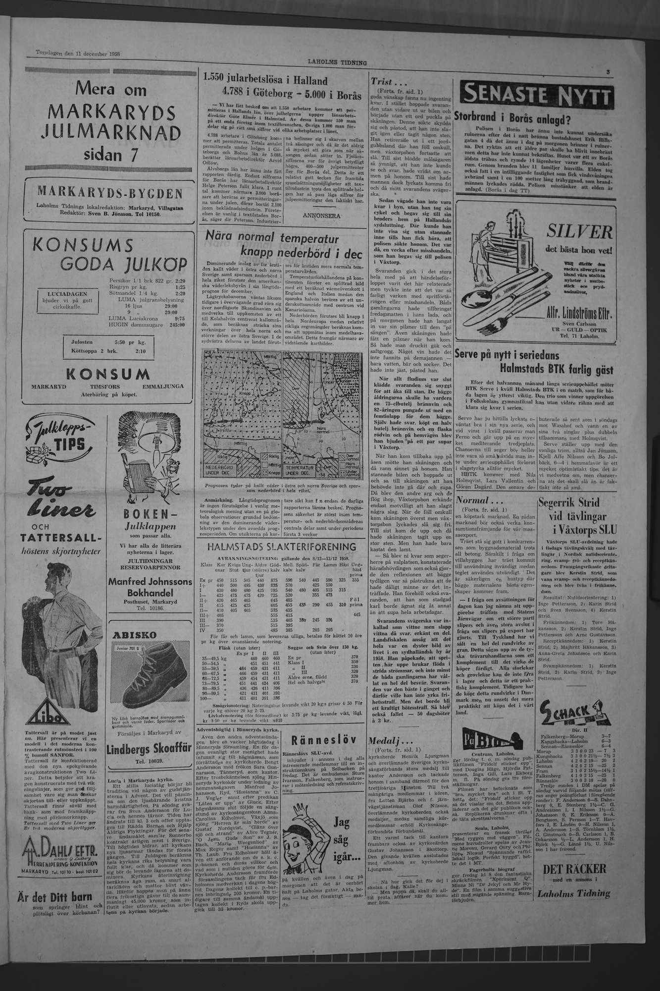 Laholms Tidning Torsdag 11 december 1958, sida 3