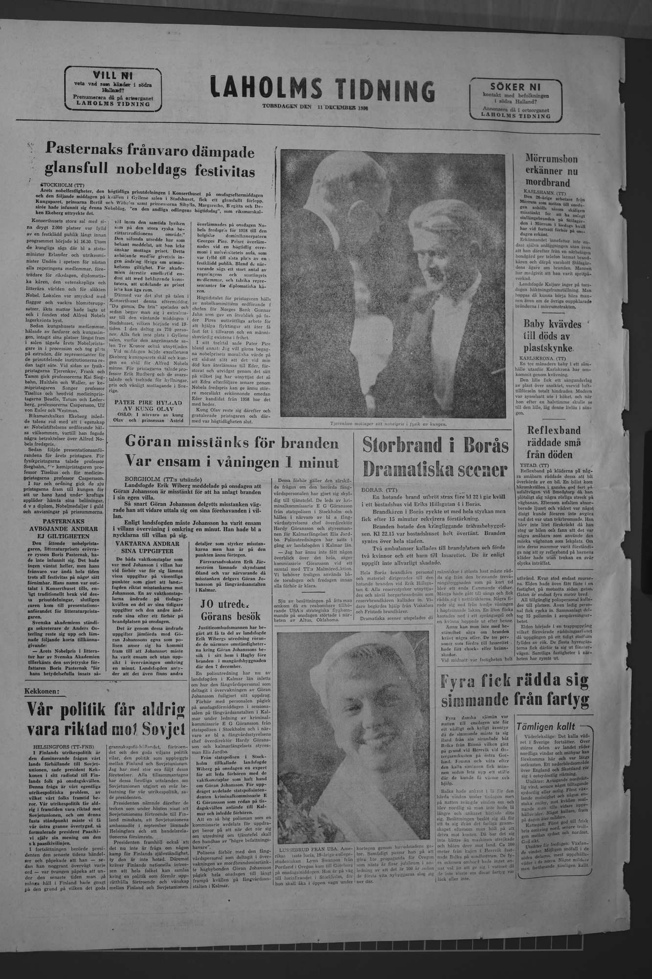 Laholms Tidning Torsdag 11 december 1958, sida 8
