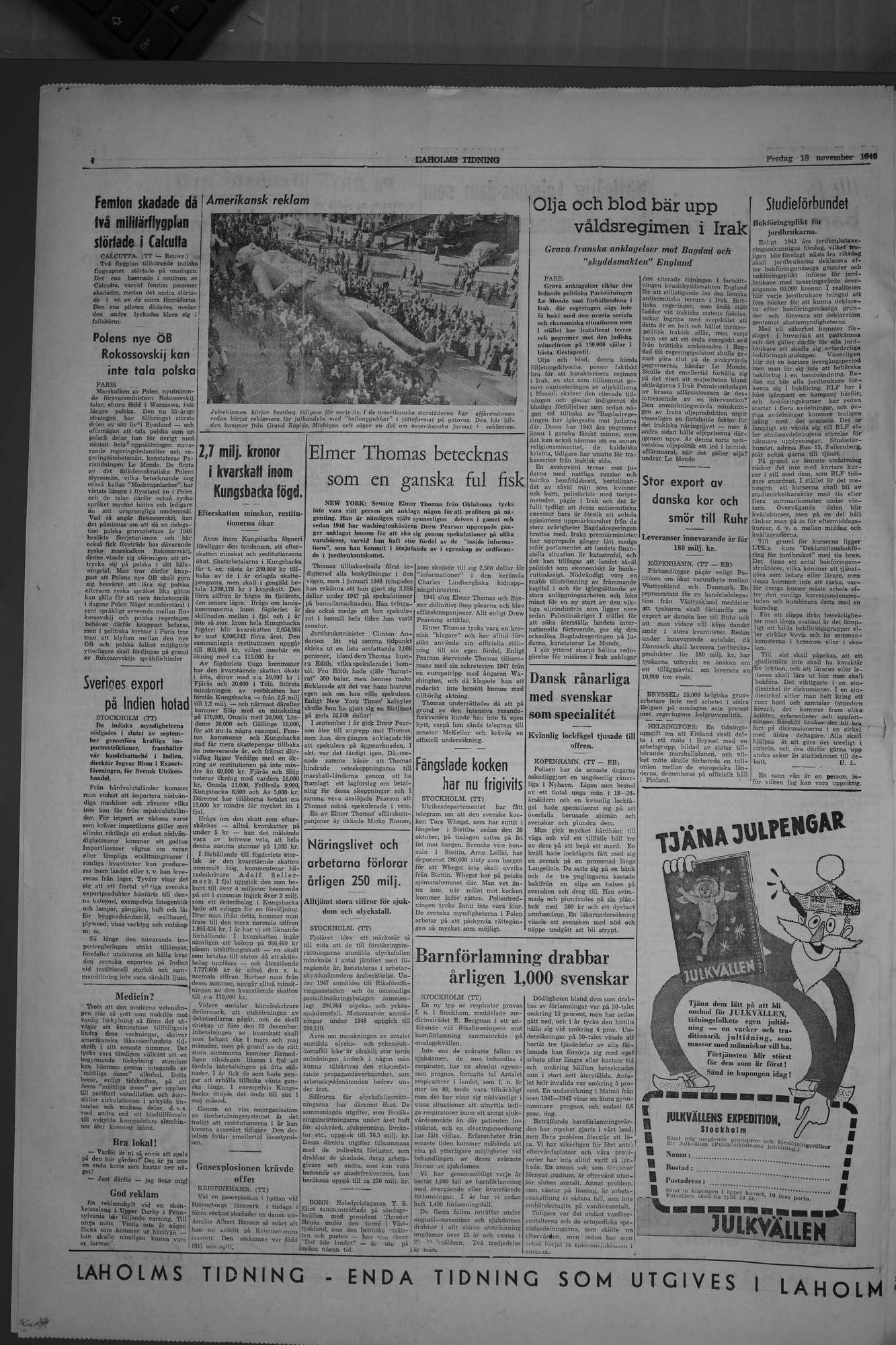 Laholms Tidning Fredag 18 november 1949, sida 4