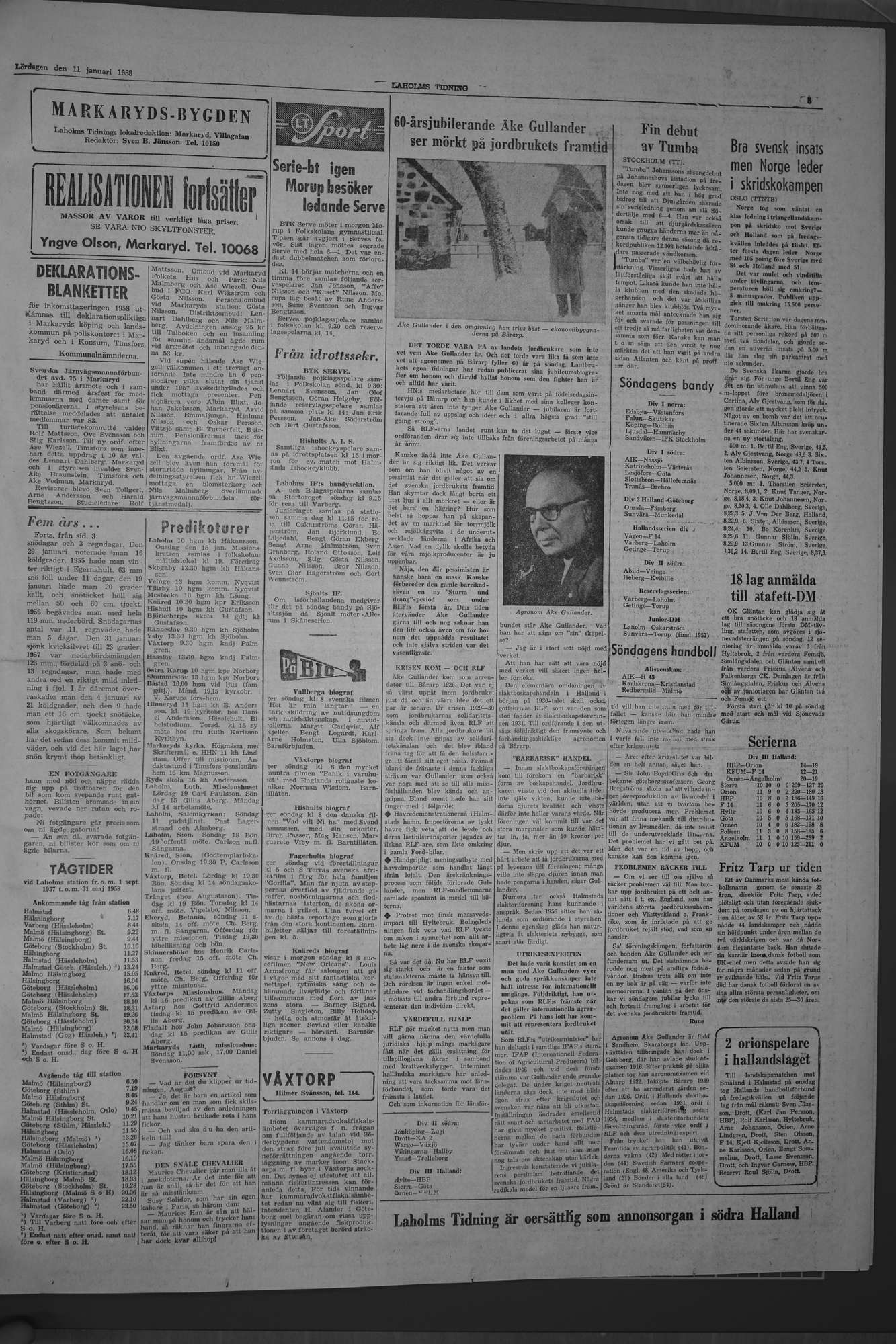 Laholms Tidning Lördag 11 januari 1958, sida 5