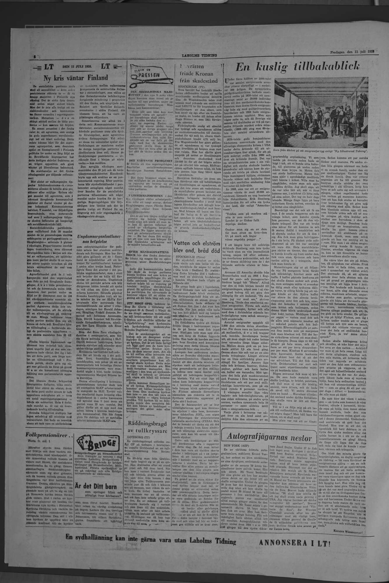 Laholms Tidning Fredag 11 juli 1958, sida 4