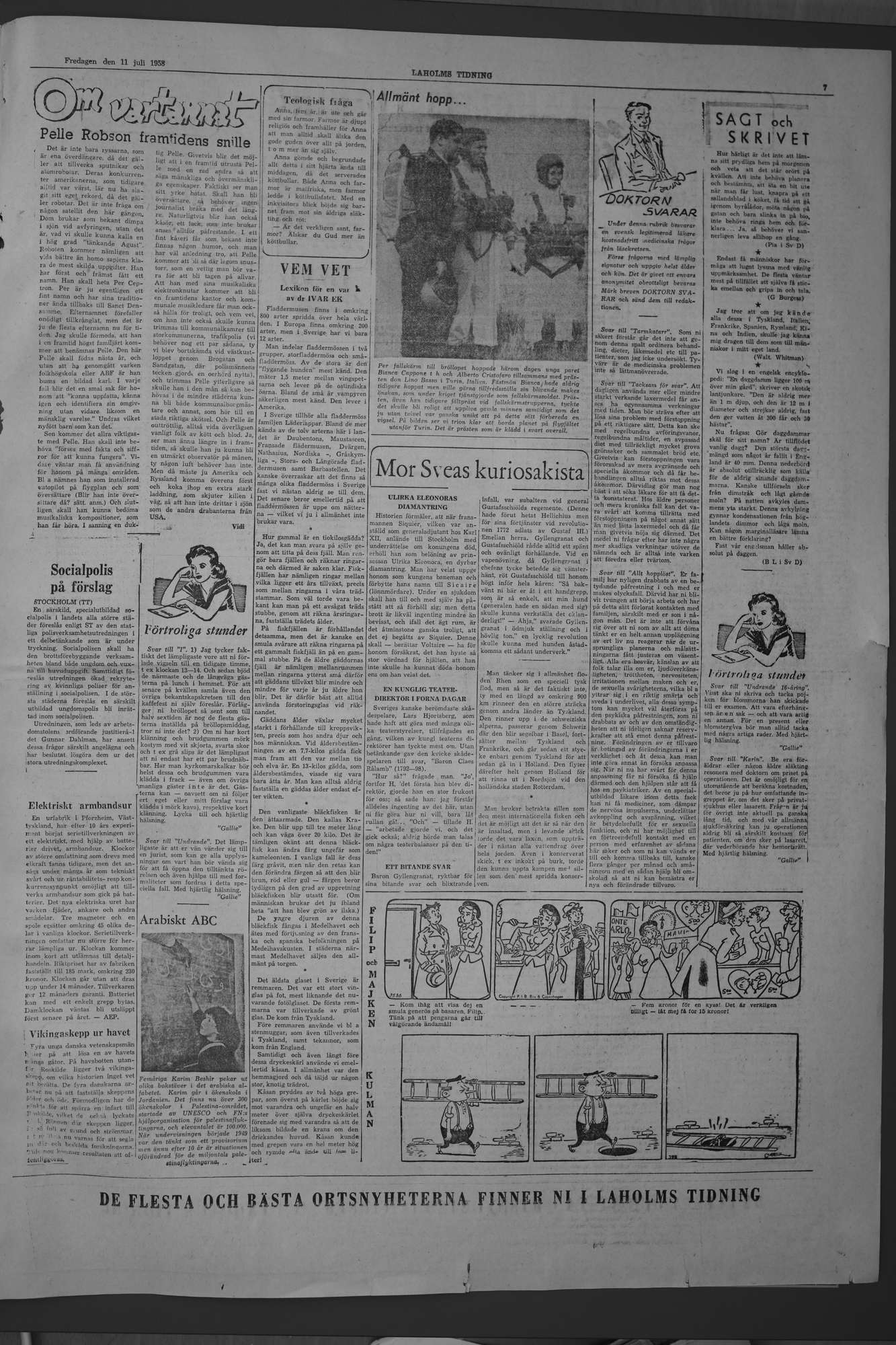 Laholms Tidning Fredag 11 juli 1958, sida 7