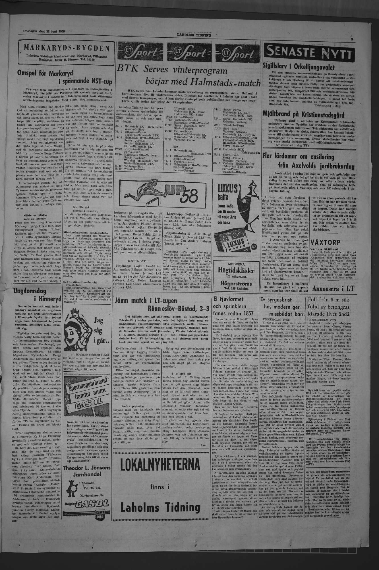 Laholms Tidning Onsdag 11 juni 1958, sida 3