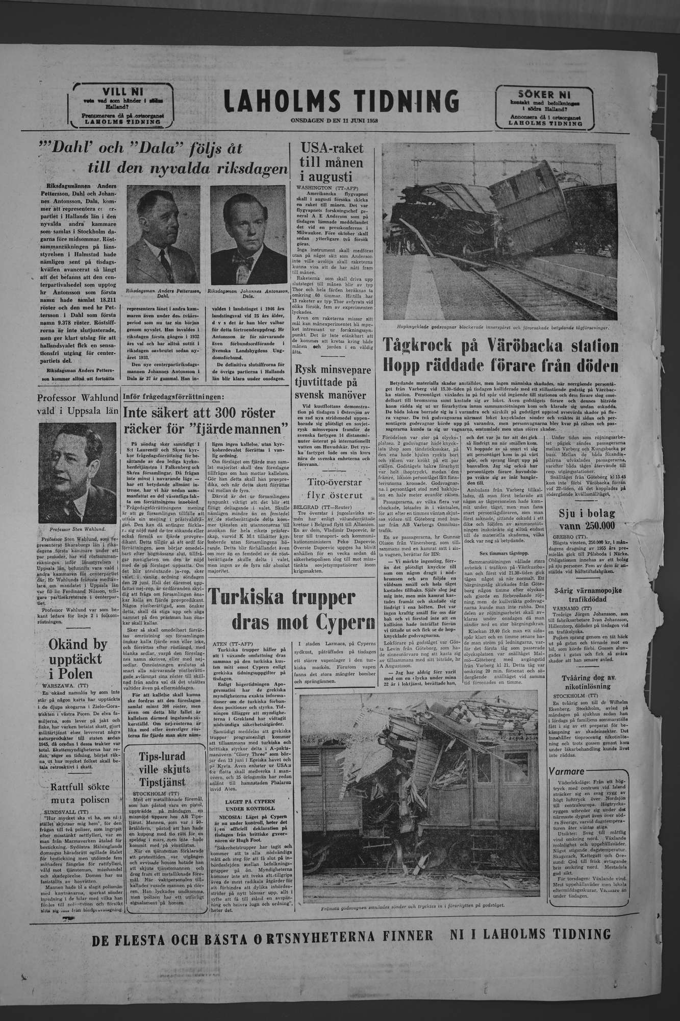 Laholms Tidning Onsdag 11 juni 1958, sida 8