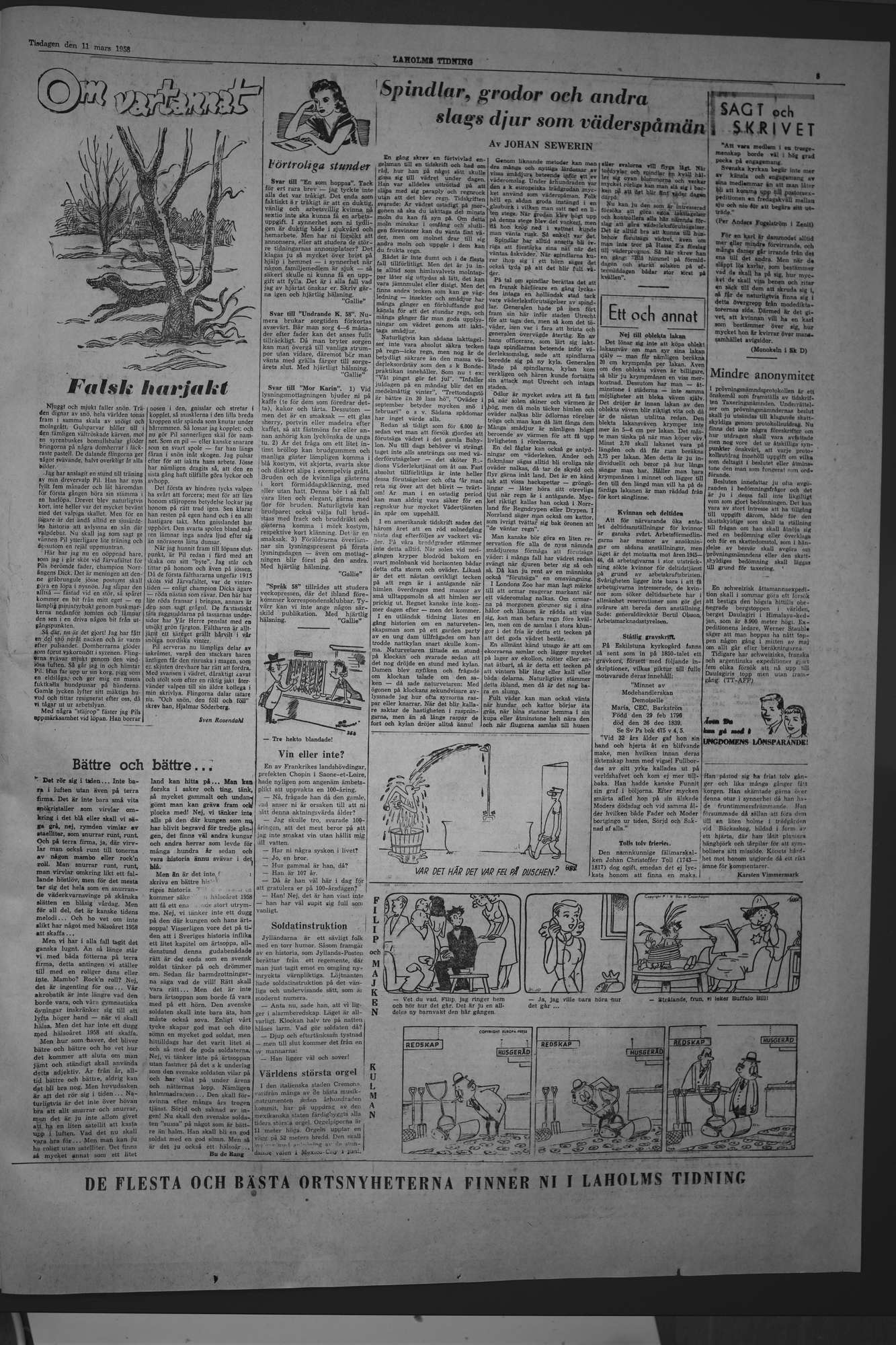 Laholms Tidning Tisdag 11 mars 1958, sida 5