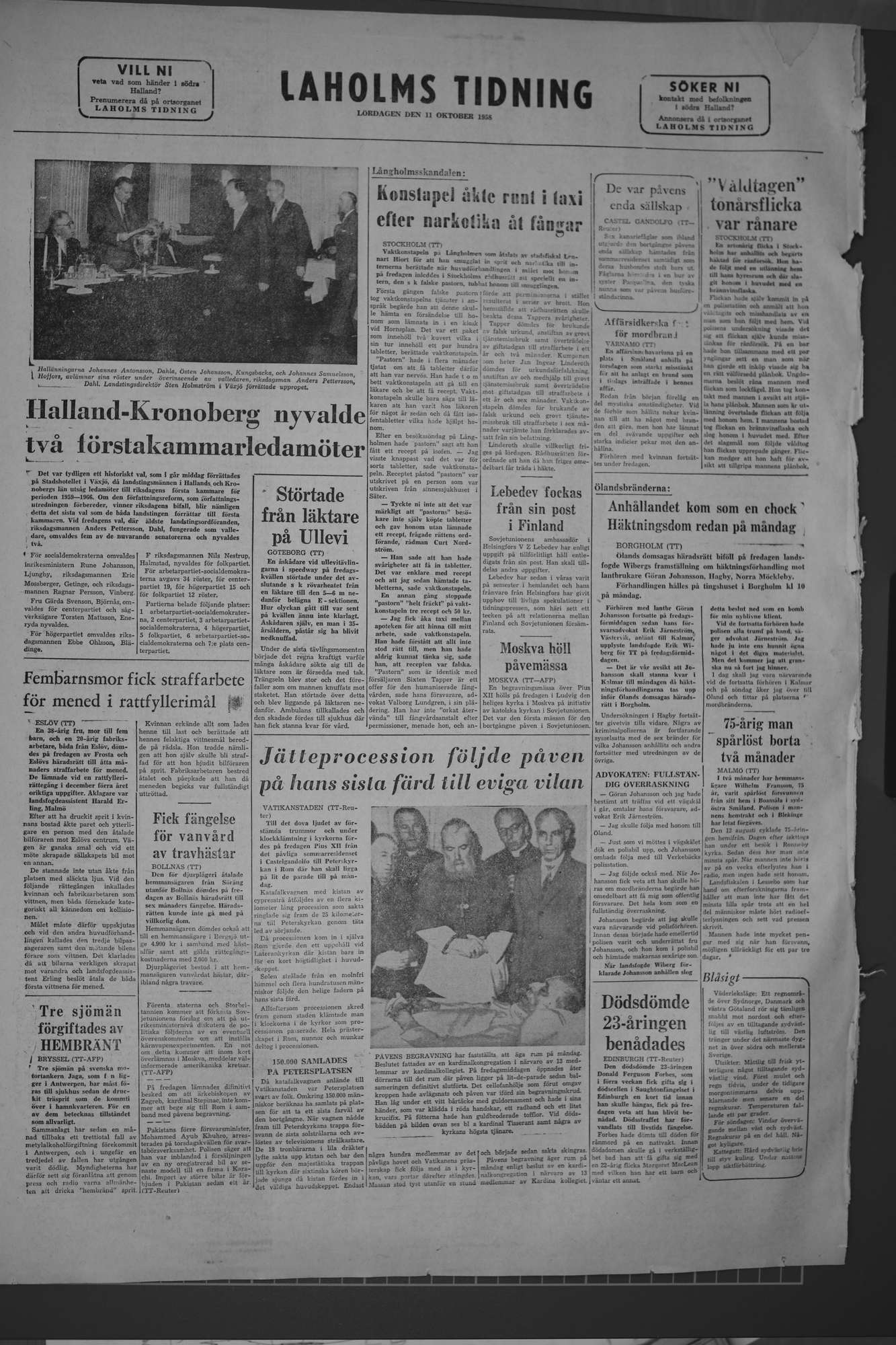 Laholms Tidning Lördag 11 oktober 1958, sida 8
