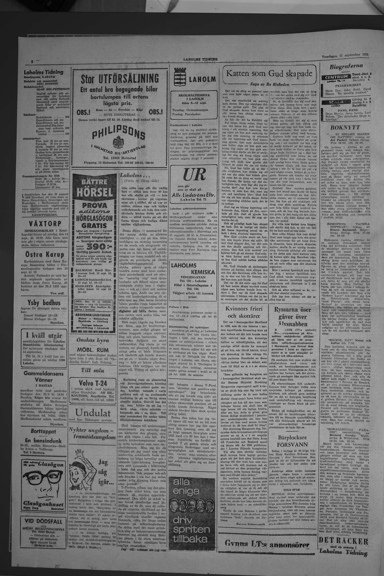 Laholms Tidning Torsdag 11 september 1958, sida 2