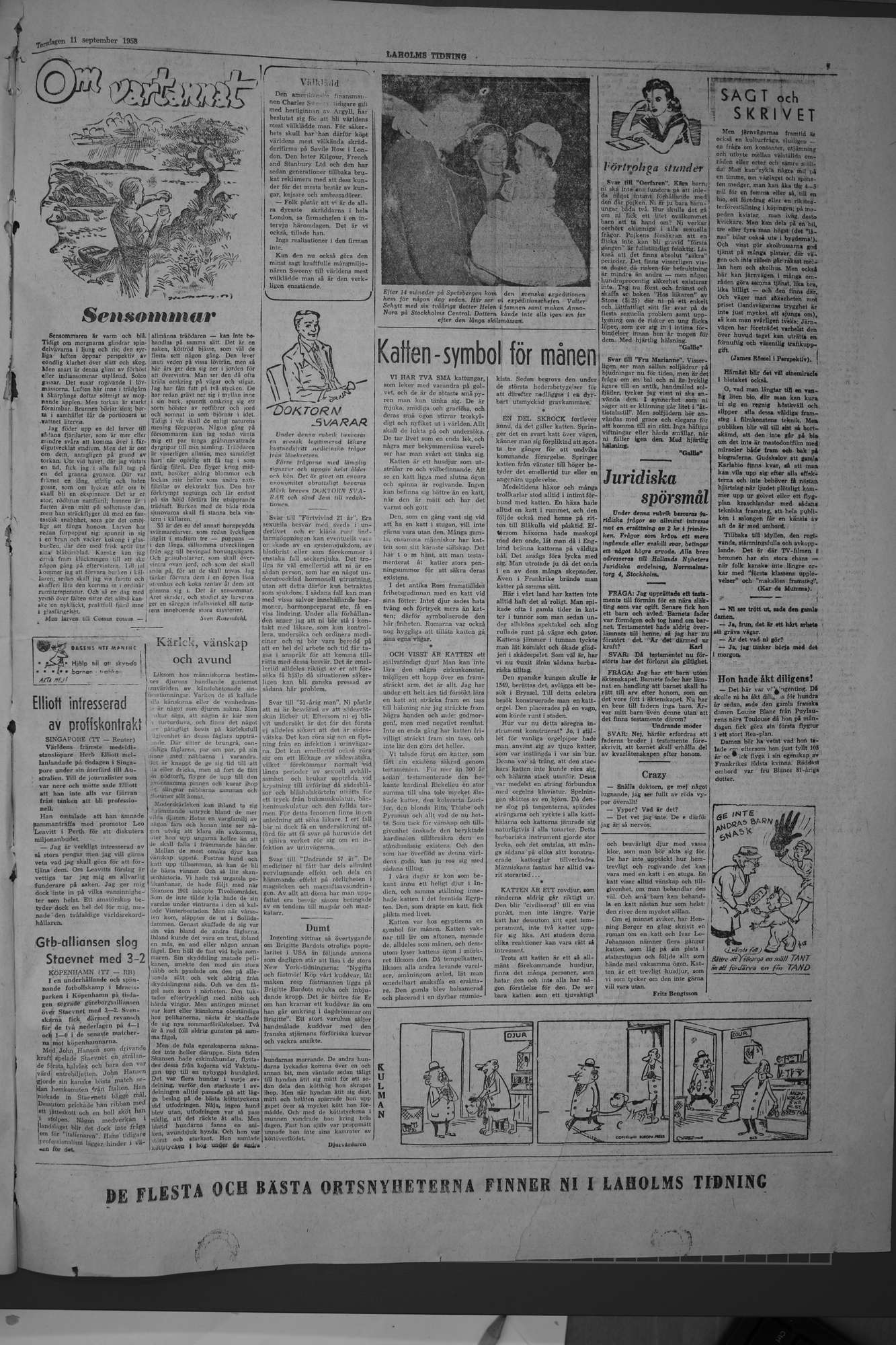 Laholms Tidning Torsdag 11 september 1958, sida 7