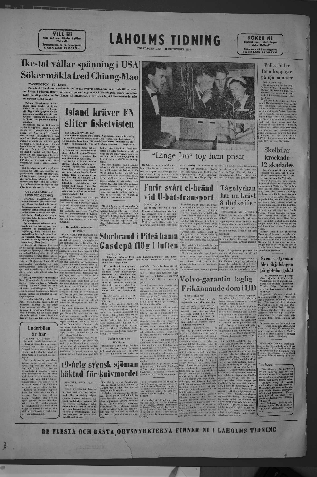 Laholms Tidning Torsdag 11 september 1958, sida 8